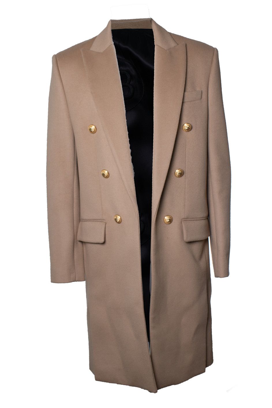 Balmain Balmain, beige wool overcoat with gold buttons Size US XL / EU 56 / 4 - 1 Thumbnail