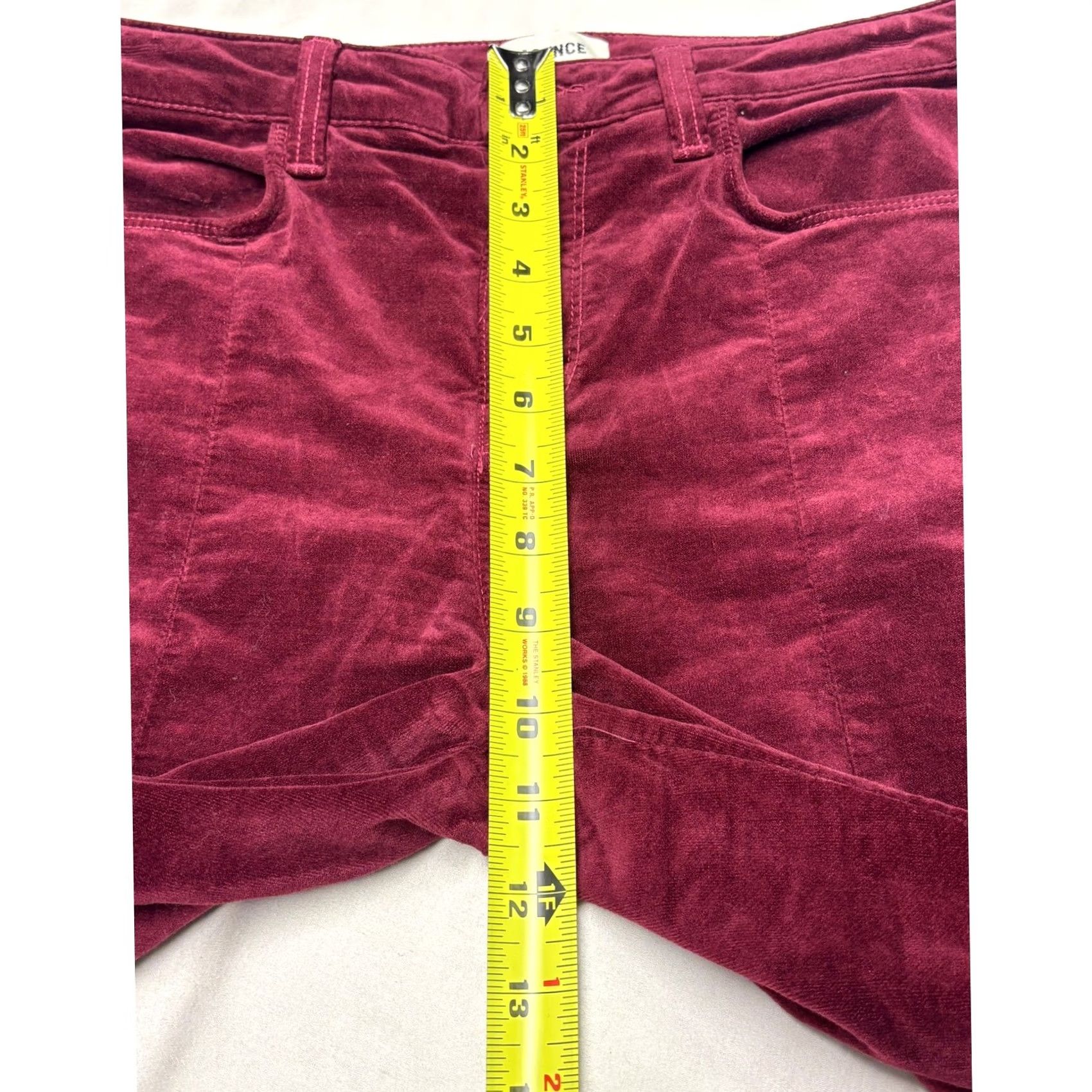 L'AGENCE L'AGENCE Jyothi High Rise Velvet Pants Black Cherry Burgundy Size 29X30 Womens Size 29" - 7 Thumbnail