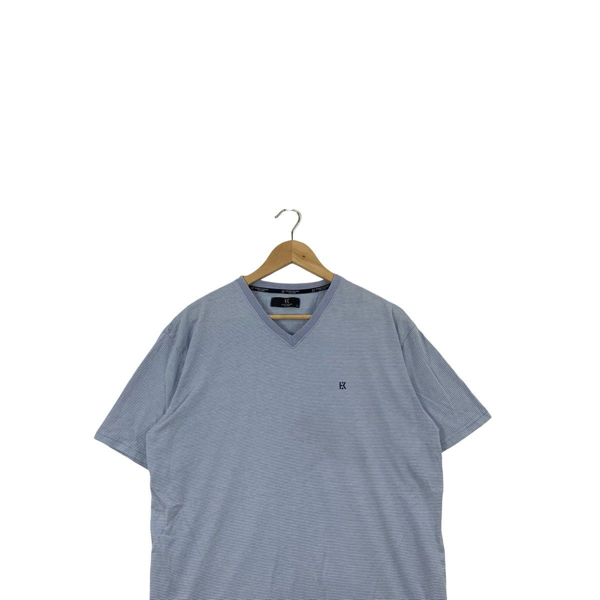 Hiroko Koshino Homme Vintage HIROKO KOSHINO HOMME Stripe Design V Neck Tee Size US S / EU 44-46 / 1 - 2 Thumbnail
