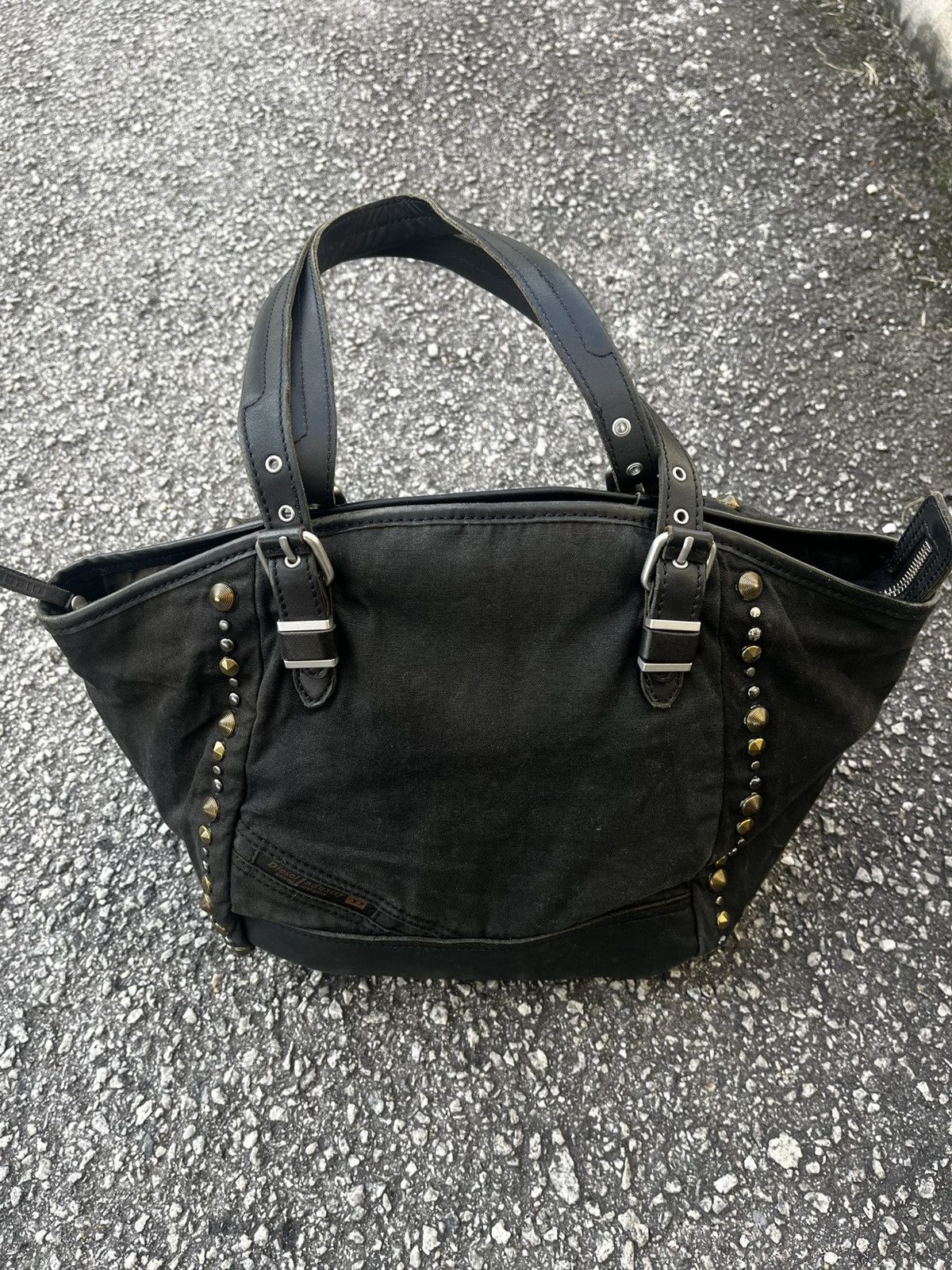 Diesel Diesel i am who i am Waxed studded Tote Bag Size ONE SIZE - 3 Thumbnail