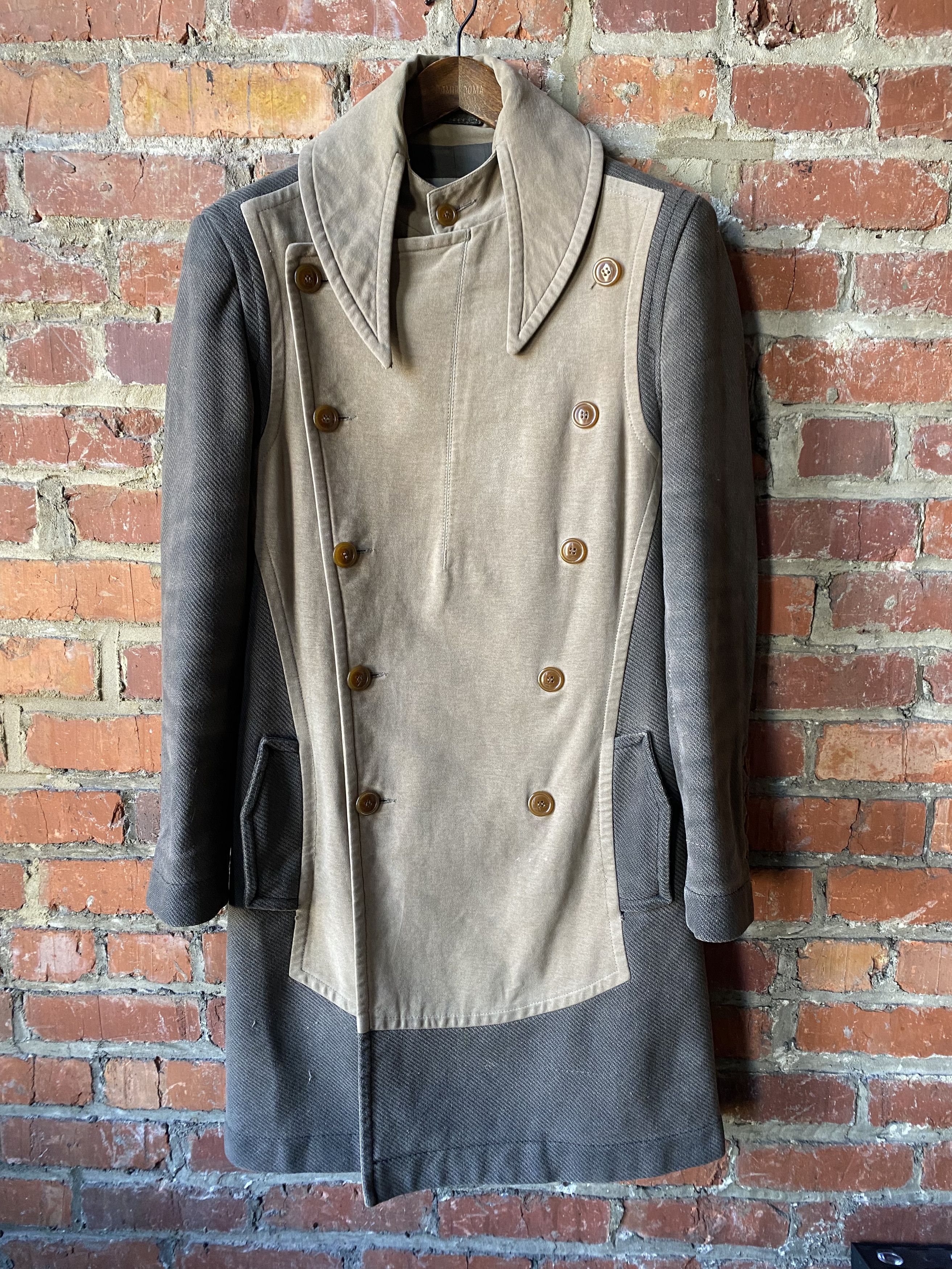 image of Vivienne Westwood Vintage Westwood Archive Double Breasted Driving Overcoat in Tan (Size Small)