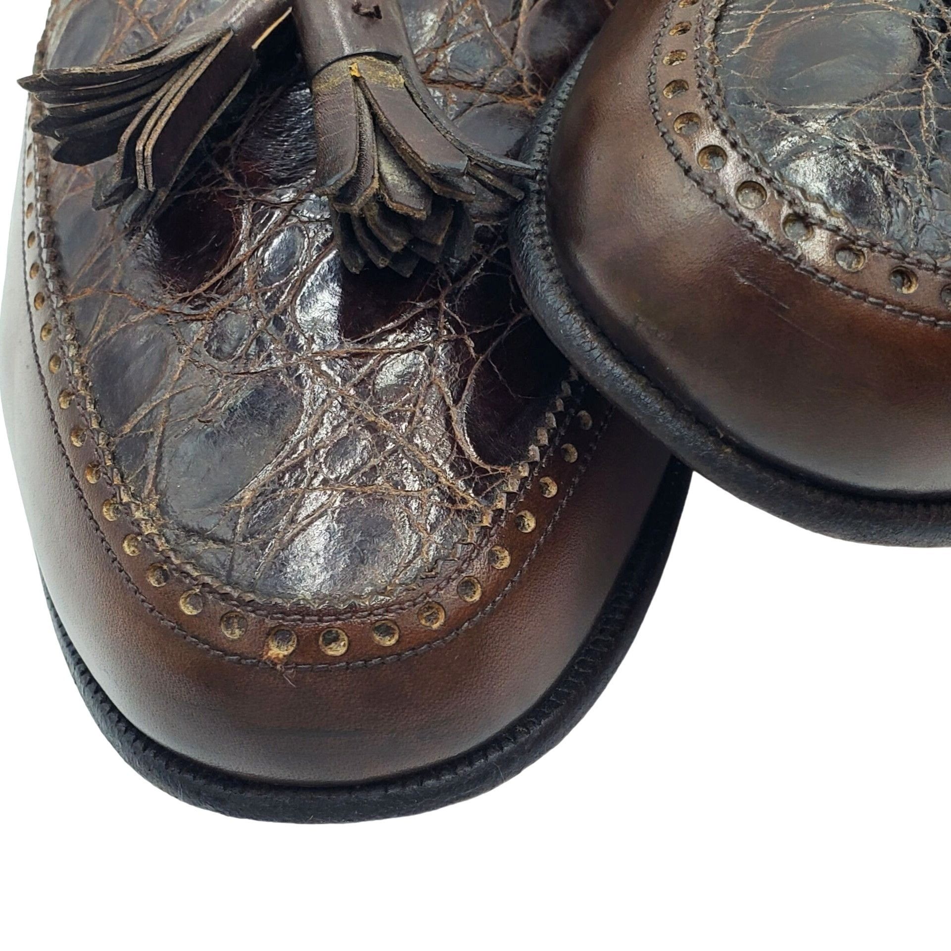 Bally Italy Bally Royce Men size 7.5 Brown Crocodile Leather Tasse Size US 7.5 / EU 40-41 - 4 Thumbnail