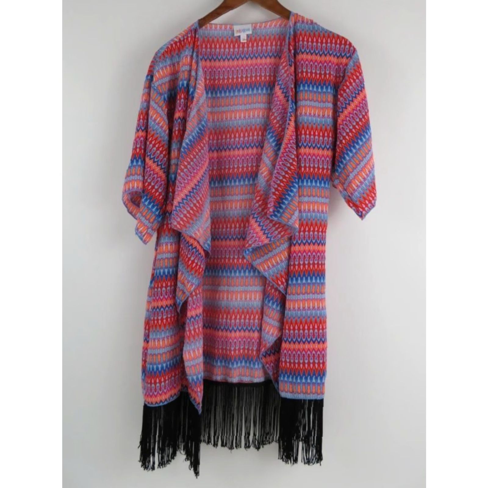 Vintage VINTAGE LuLaRoe Monroe Kimono Cardigan S Boho Fringe Sheer Striped Shawl Festival Pink Shirt Womens XS? Size S / US 4 / IT 40 - 2 Thumbnail