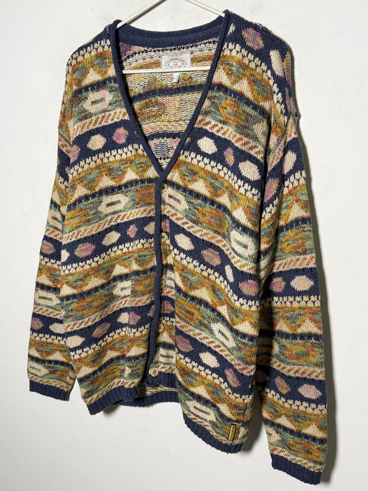 Giorgio Armani Armani silk blend patterned cardigan knit Size US L / EU 52-54 / 3 - 3 Thumbnail