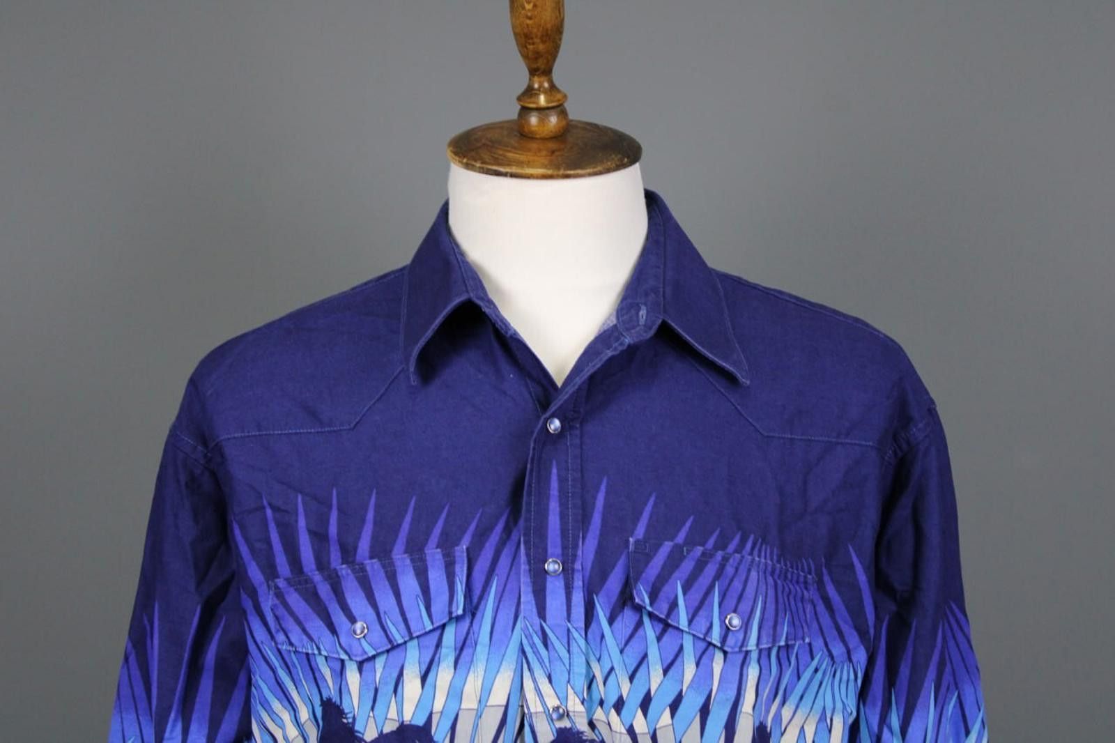 Wrangler Vintage Wrangler Blue Vest Printed Pockets Shirt Size XL Size US XL / EU 56 / 4 - 2 Thumbnail