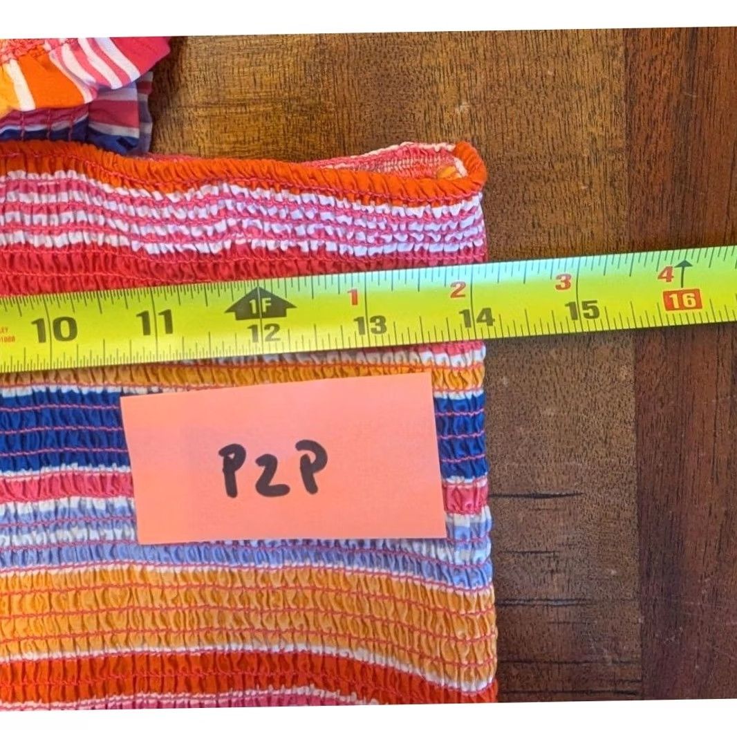 Rainbow Unbranded Multicolor Striped Smocked Peplum Top Ruffle Strap Square Neck Size S Women Sleeveless Crop Top Size S / US 4 / IT 40 - 6 Thumbnail