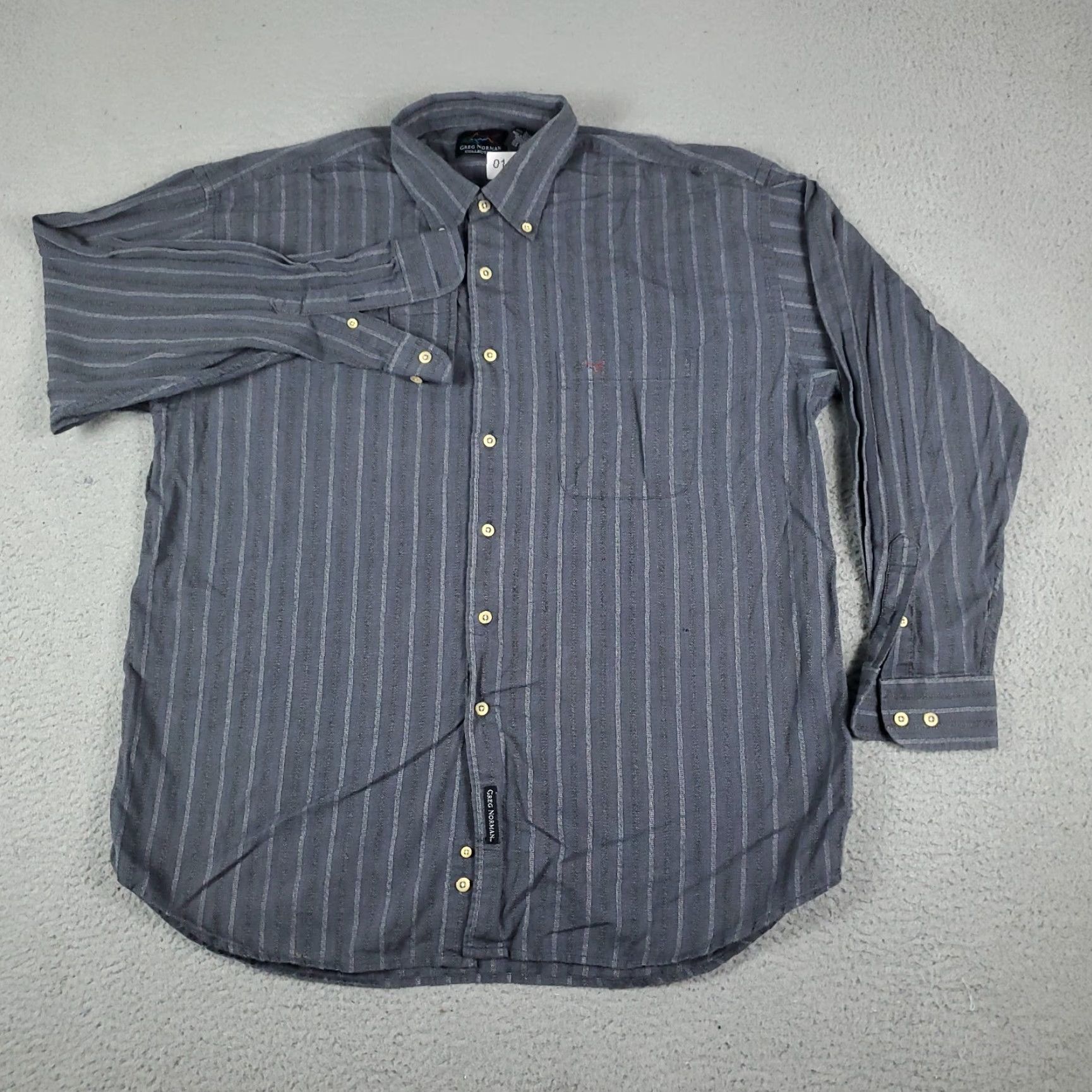 Vintage Greg Norman Gray Striped Button-Up Shirt Mens Long Sleeve Size Large - Damaged Size US L / EU 52-54 / 3 - 3 Thumbnail