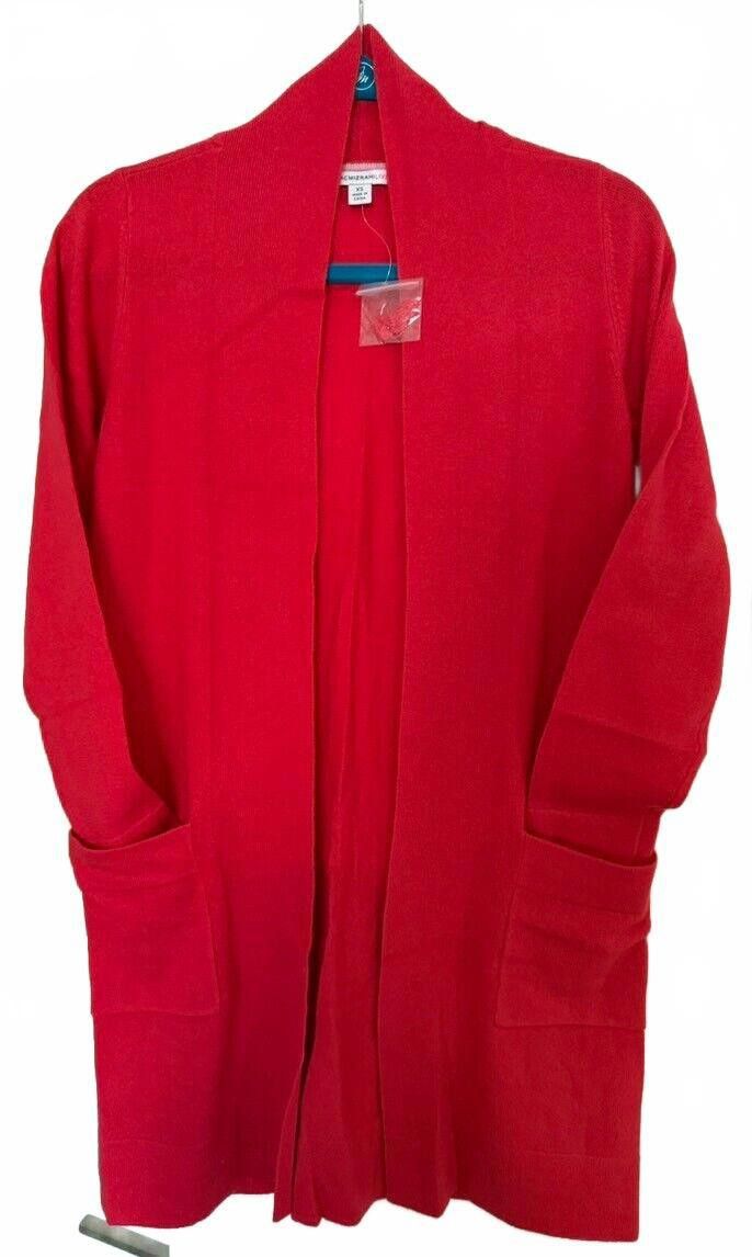 Isaac Mizrahi NWT Open Front Cashmere Cardigan-Rouge Size XS / US 0-2 / IT 36-38 - 2 Thumbnail