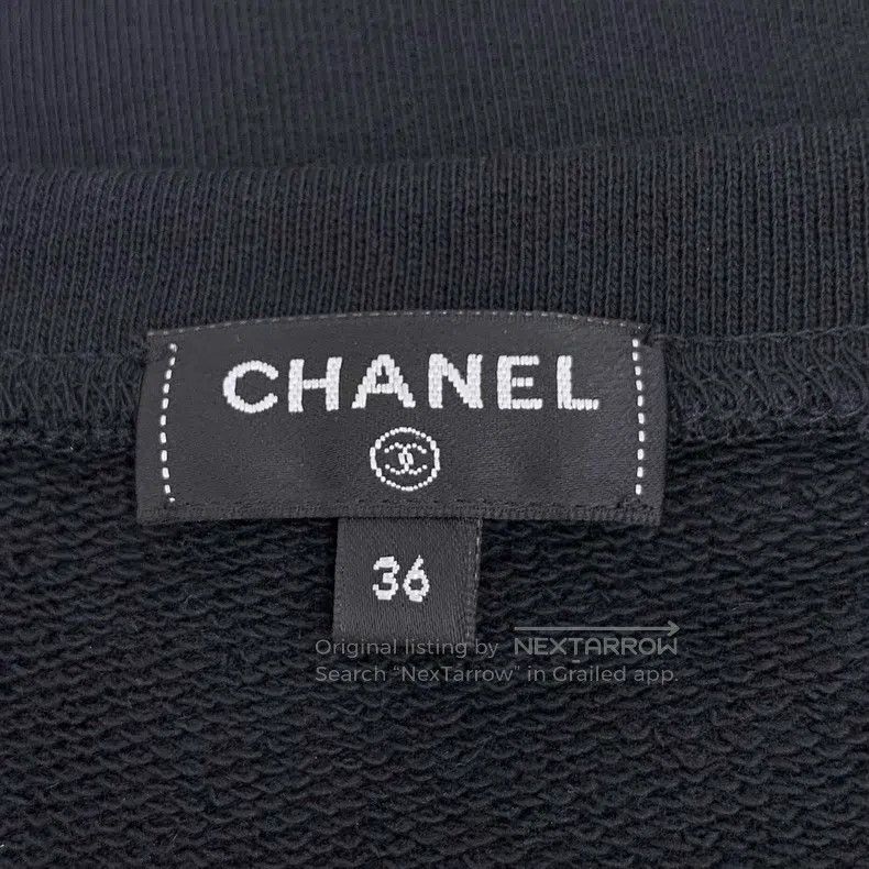 Chanel Chanel Black letter-inlaid diamond cotton round-neck short Size XS / US 0-2 / IT 36-38 - 5 Thumbnail