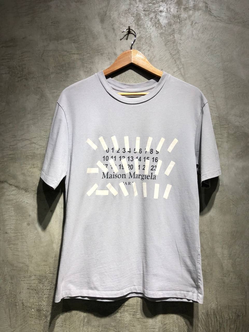 image of Maison Margiela Tape Print Tee in Grey, Men's (Size Small)