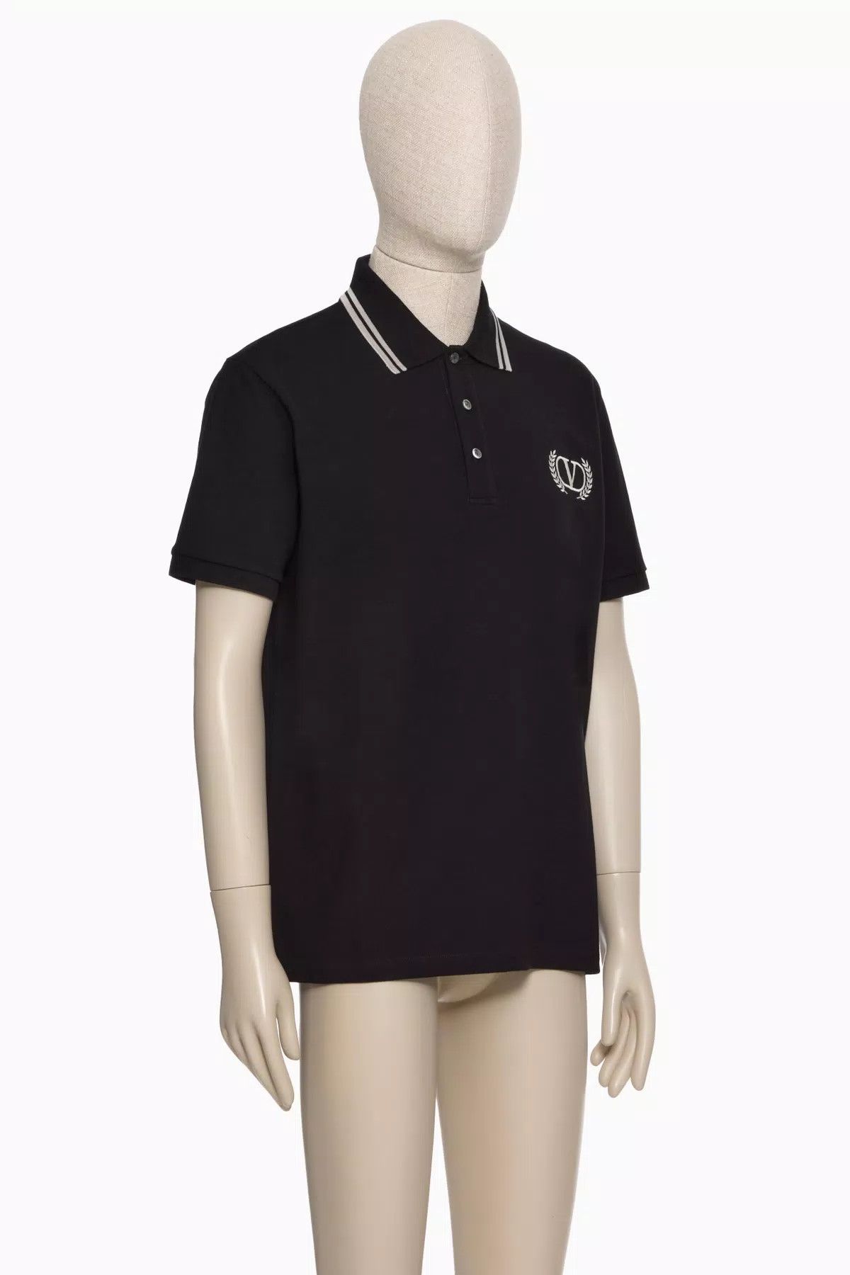 Valentino oc11z0725 Cotton Pique Polo Shirt in Black Size US M / EU 48-50 / 2 - 2 Thumbnail