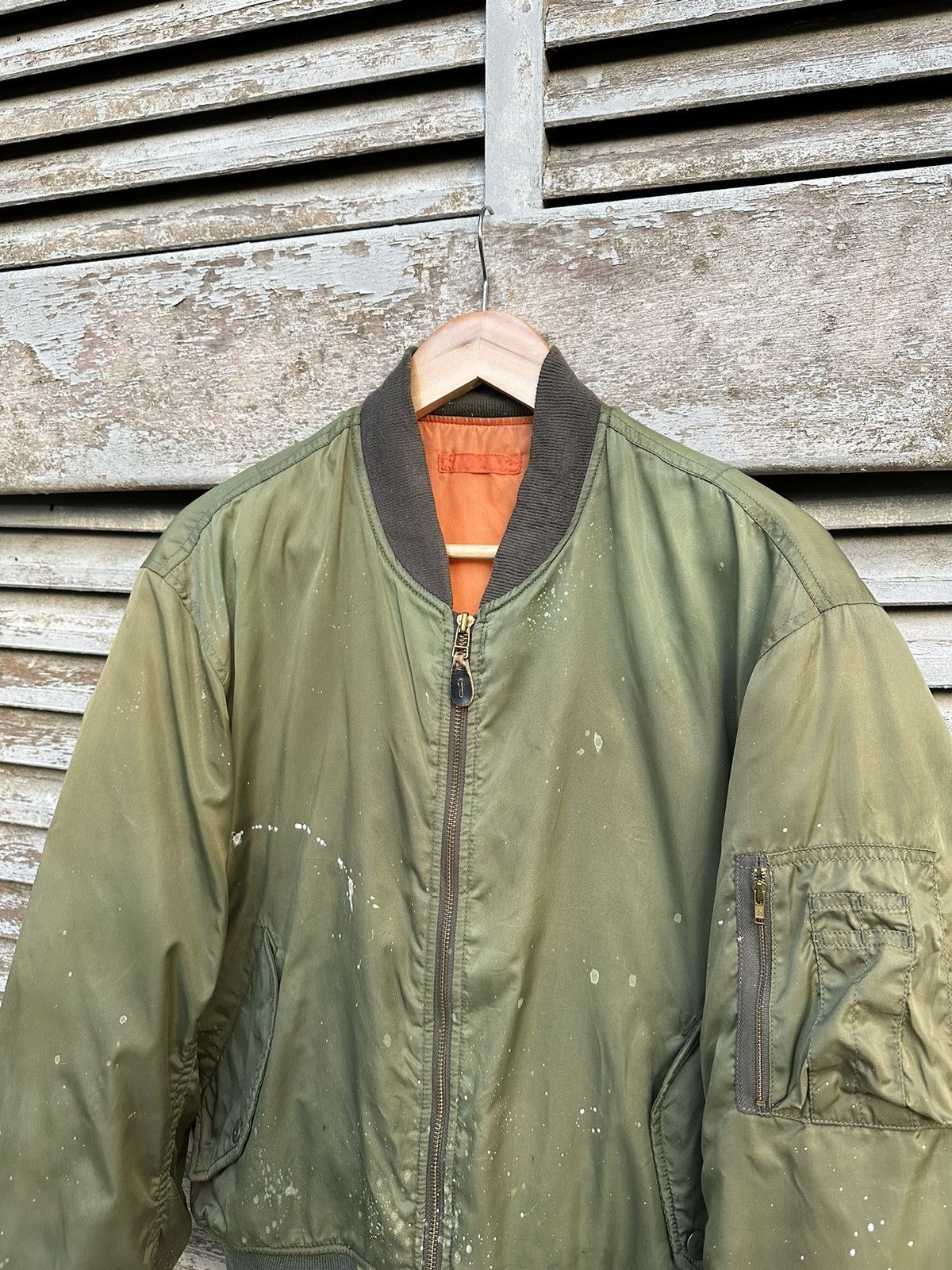 Vintage 🪖Vintage MA-1 Paint Splatter Man Intermediate Bomber Jacket Size US M / EU 48-50 / 2 - 6 Thumbnail