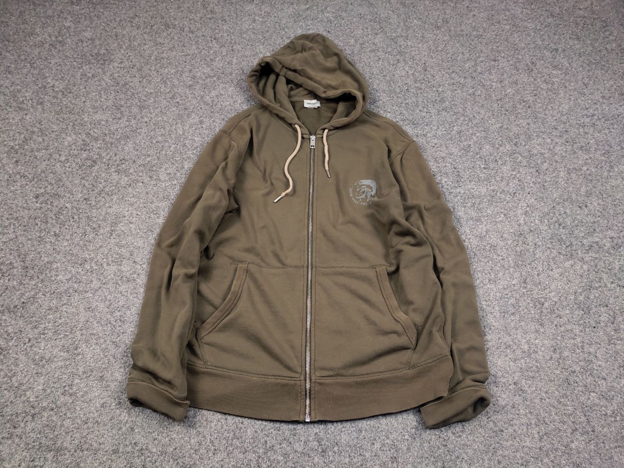 Diesel Vintage Diesel Military Logo Green Zip Hoodie Y2K Style Size US L / EU 52-54 / 3 - 3 Thumbnail