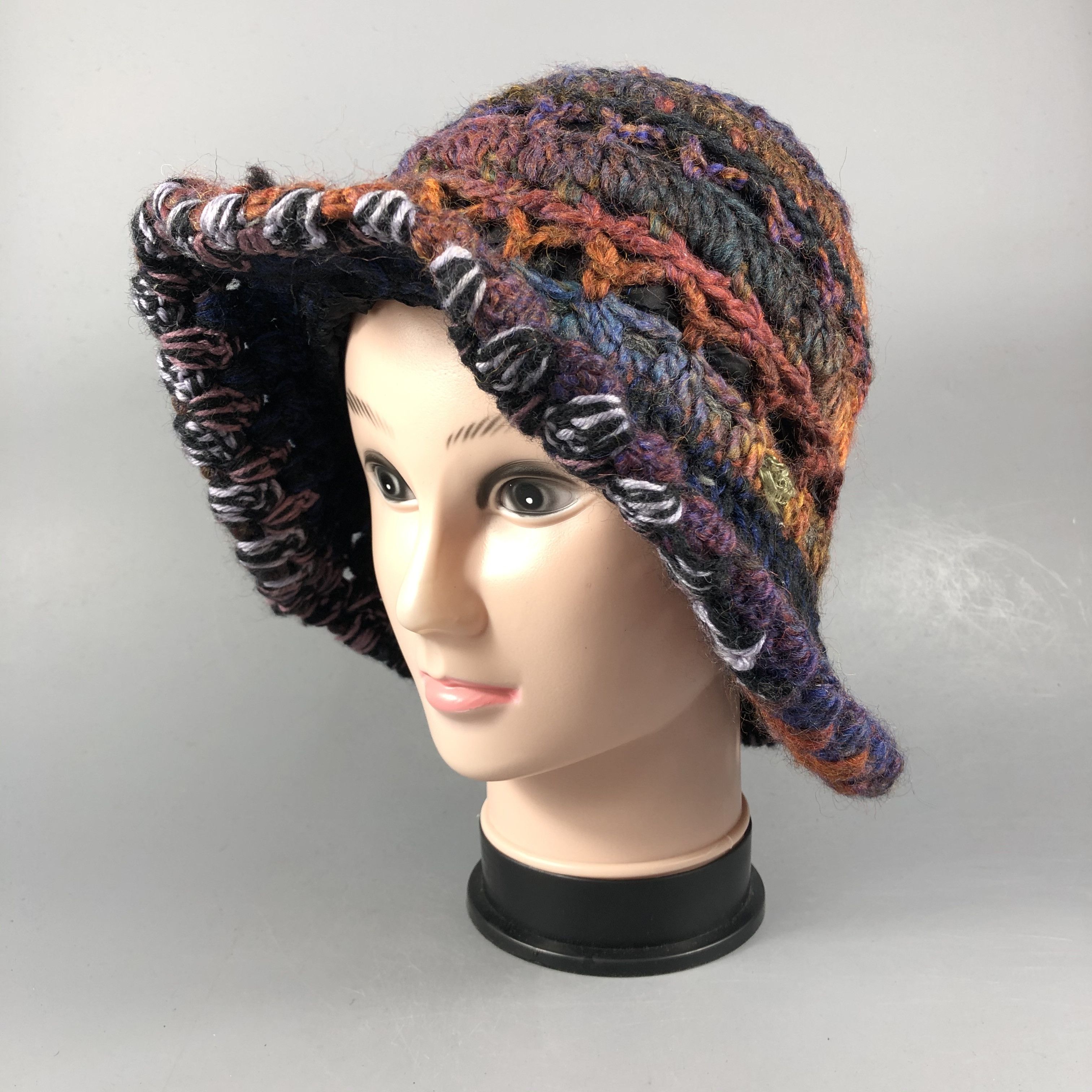 Japanese Brand Crochet Multicolor Knit Hat Size ONE SIZE - 2 Thumbnail
