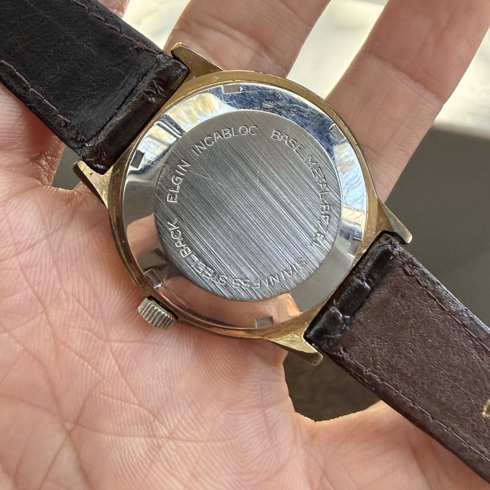 Elgin National Watch Company × Vintage Vintage Elgin Swiss Automatic Watch Brown Dial Gold Tone Size 34 - 3 Thumbnail