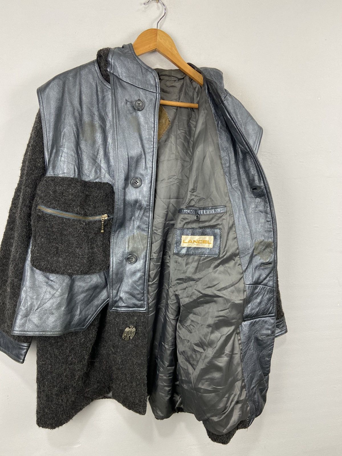 Lancel Vintage Lancel Paris Leather & Wool Hybrid Jacket Size US L / EU 52-54 / 3 - 11 Thumbnail