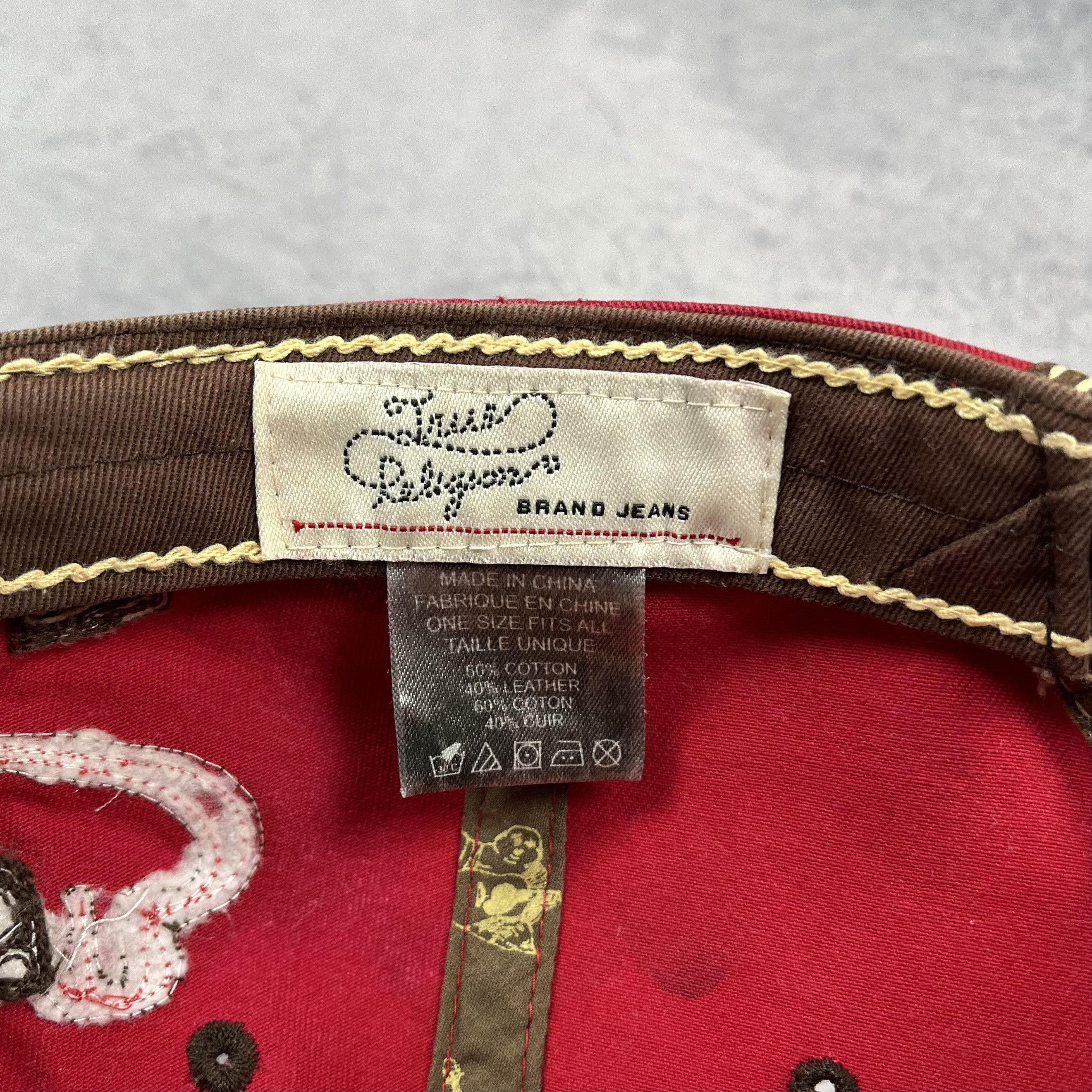 True Religion Crazy True Religion Y2K Leather Distressed Big Logo Cap Size ONE SIZE - 10 Thumbnail