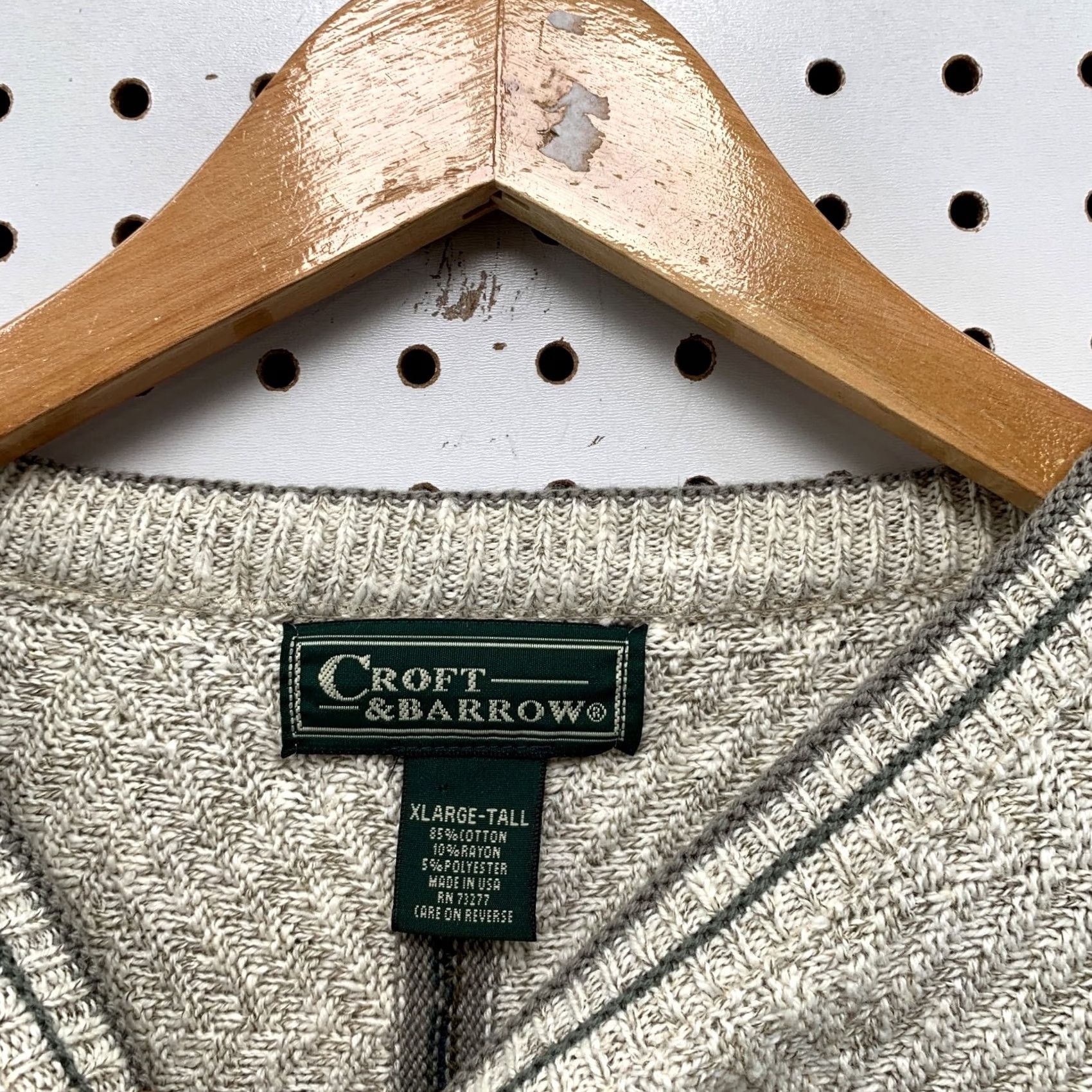 Croft & Barrow VINTAGE Croft & Barrow Sweater Mens XL Beige Striped Made USA Size US XL / EU 56 / 4 - 7 Thumbnail