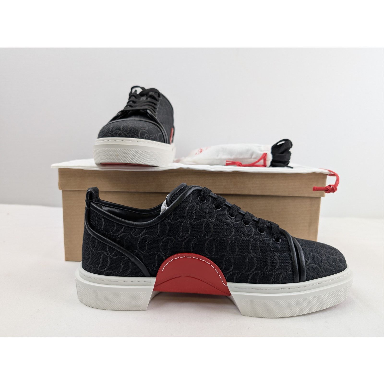 Christian Louboutin o1rshd1 Adolon Junior Flat Sneakers Shoe in Black/White Size US 12 / EU 45 - 21 Thumbnail