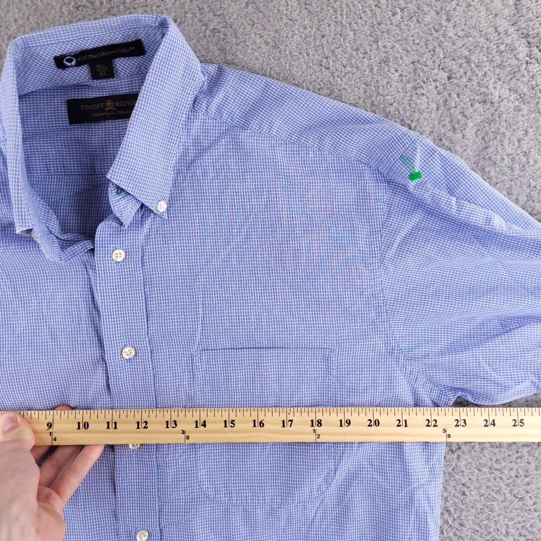 Tommy Hilfiger Tommy Hilfiger Traveler Lifetime Dress Shirt Sz 15.5 33 Blue Striped Oxford Shirt Mens Size 42R - 5 Thumbnail