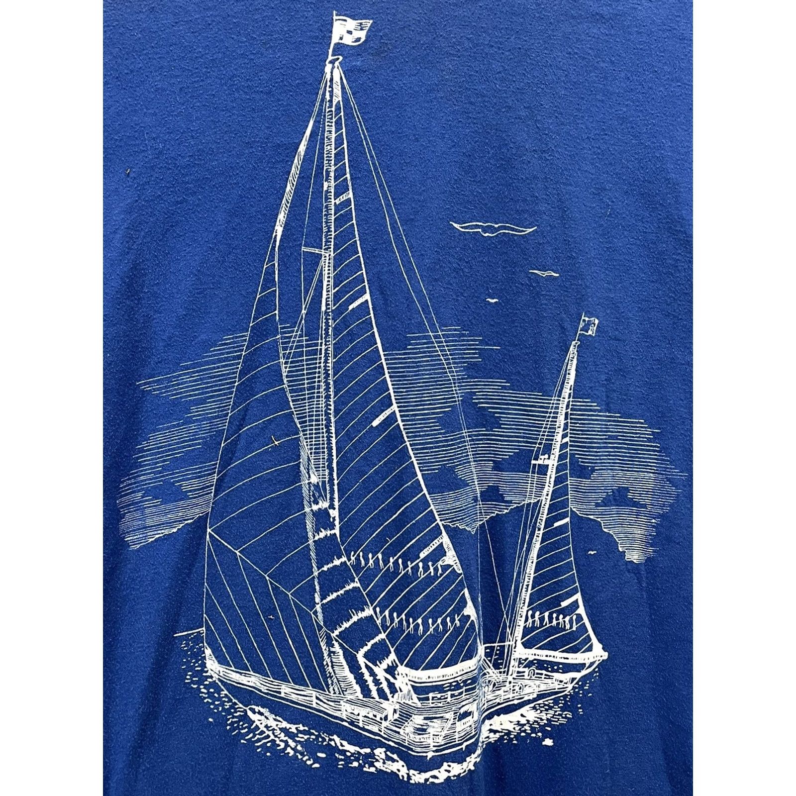 Vintage VINTAGE Stedman Florida Keys T-Shirt Mens XL Blue Crew Neck Short Sleeve Single Stitch Made USA 80s Sailing Boating Graphics GUC Size US XL / EU 56 / 4 - 2 Thumbnail