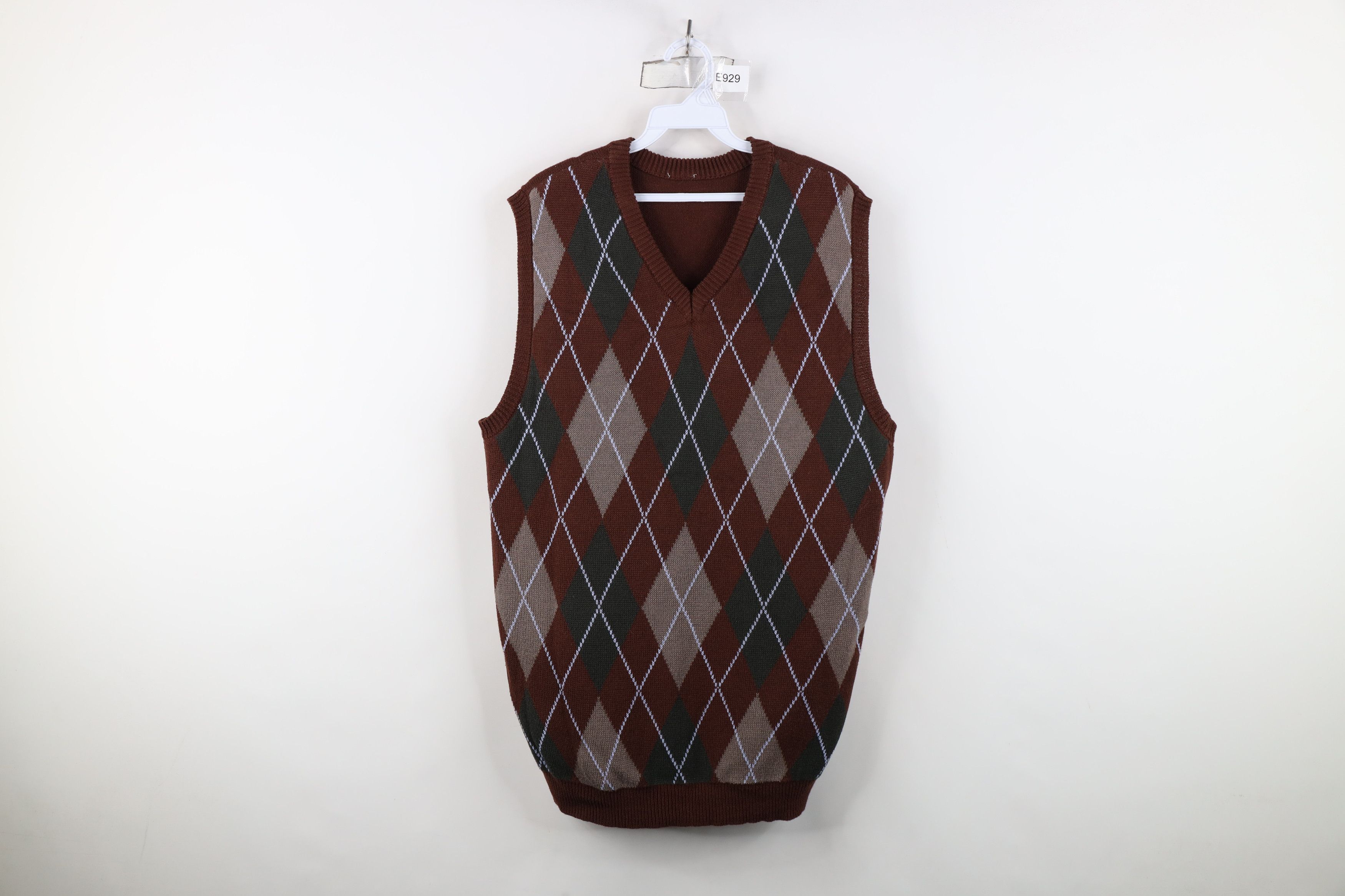 Vintage 90s Streetwear Diamond Knit V-Neck Sweater Vest