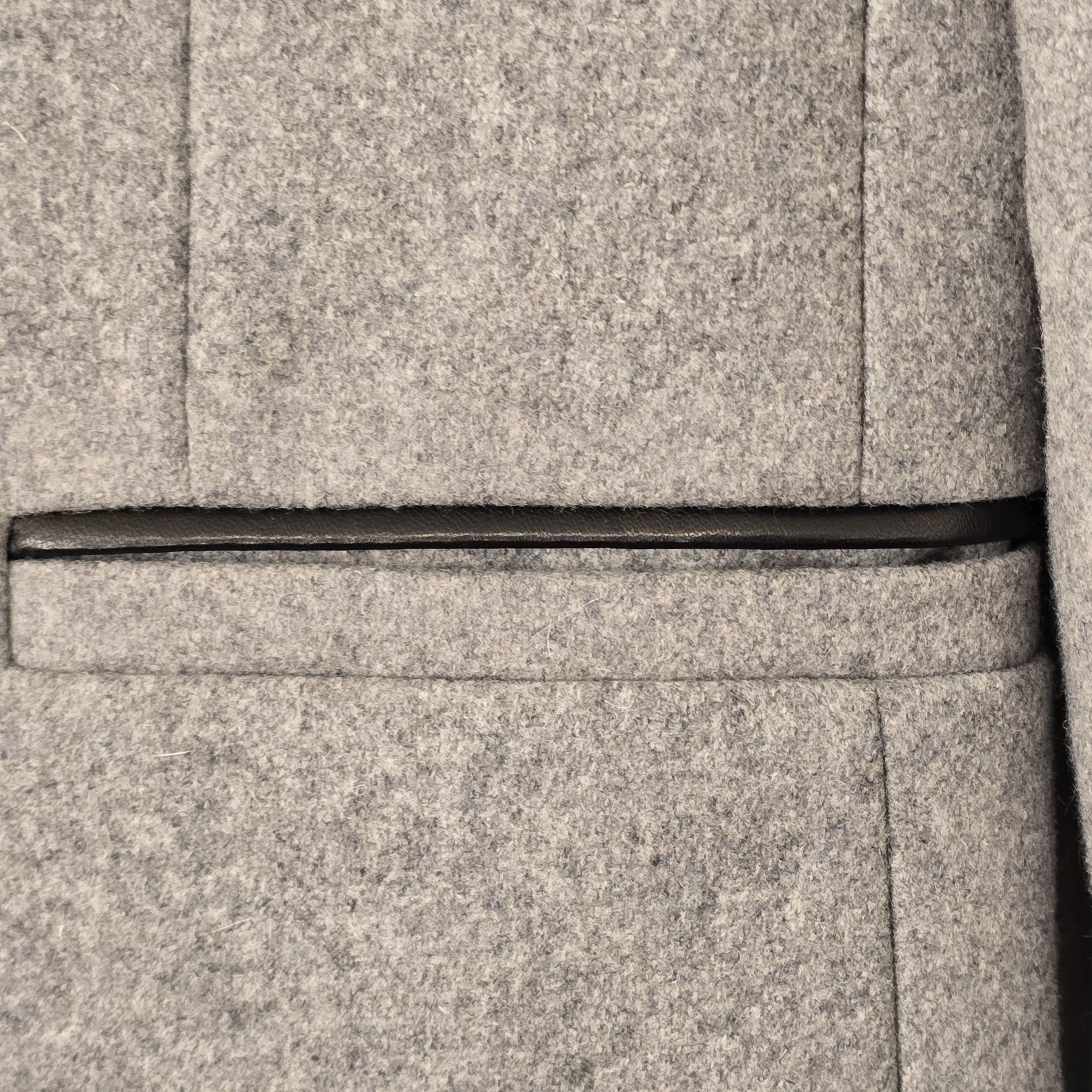 Sandro Wool dinner jacket w/ leather trim Size 46R - 4 Thumbnail