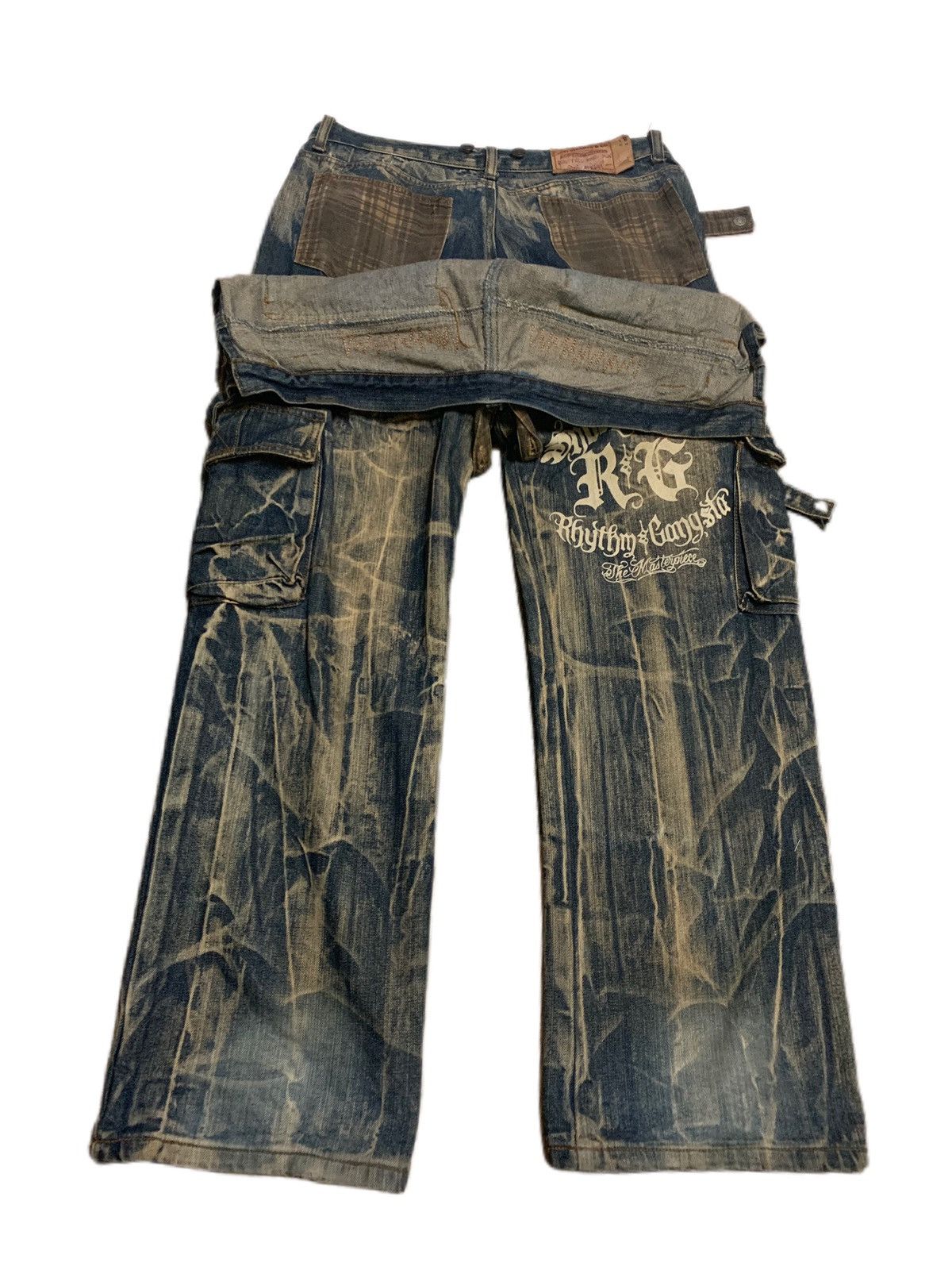 RUSTY LEVIS CARGO CUSTOM DOUBLE WAIST PUNK DESIGNER INSPIRED