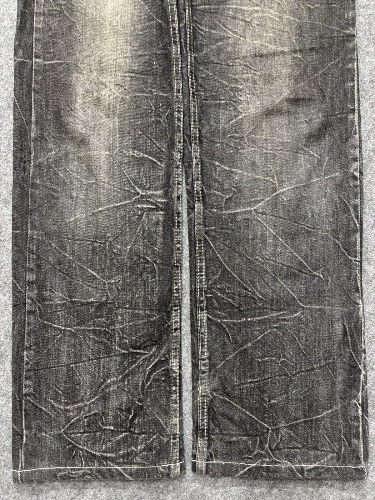 Japanese Brand 💥Cracked Fades💥Antfui Double Waist Black Wash Denim F642 Size US 32 / EU 48 - 9 Thumbnail