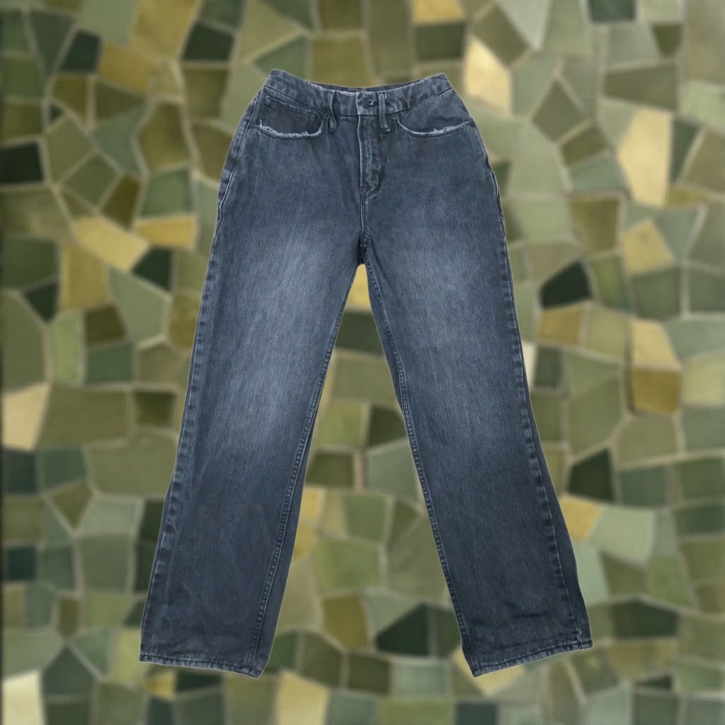 Good American Good American Black High Rise Straight Leg Denim Jeans 2 Women Regular 26in Inseam 26in Cotton 100% Vintage Size 26" / US 2 / IT 38 - 1 Thumbnail