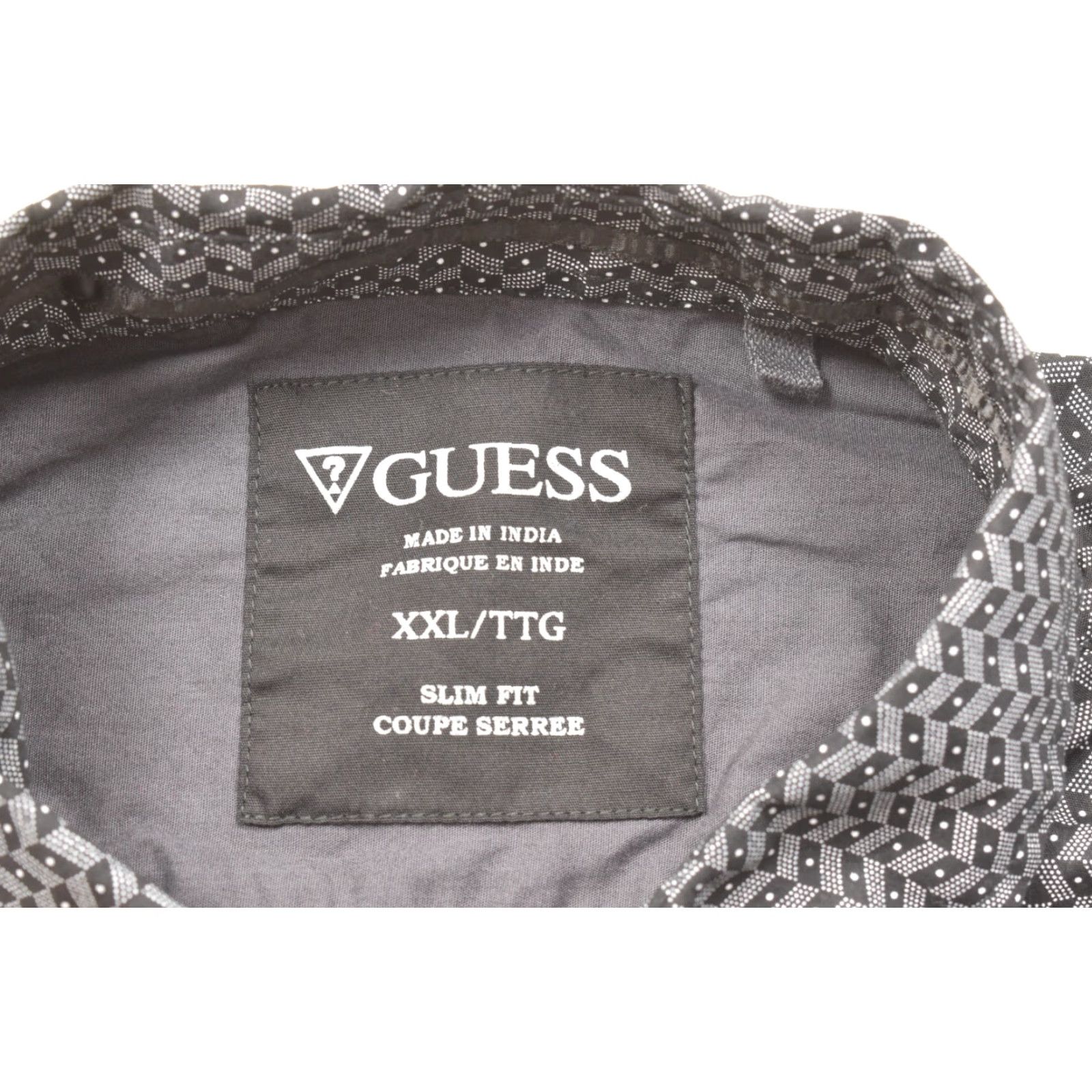 Guess Guess Men's XXL Slim Fit Button Down Shirt Long Sleeve Grey Geometric Print Stre Size US XXL / EU 58 / 5 - 6 Thumbnail