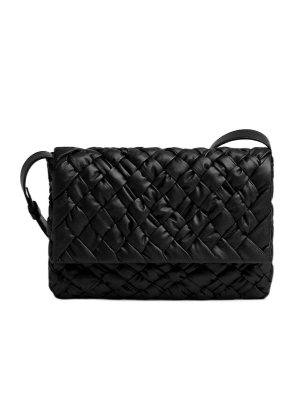 Bottega Veneta 🚩$3.5K VALUE🚩 Rumple Intrecciato Black Messenger Bag Small Size ONE SIZE - 3 Thumbnail