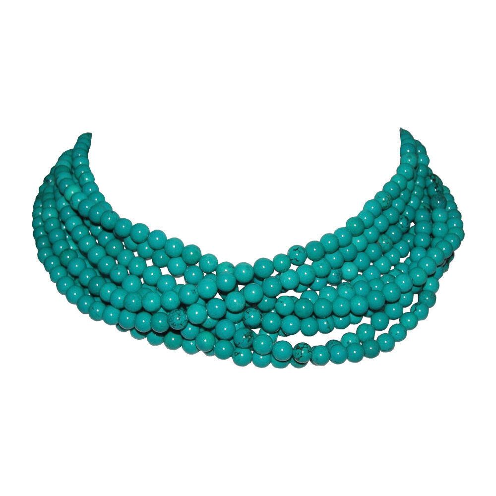 Designer Turquoise Beaded Torsade Necklace Alberto Juan Size ONE SIZE - 1 Thumbnail