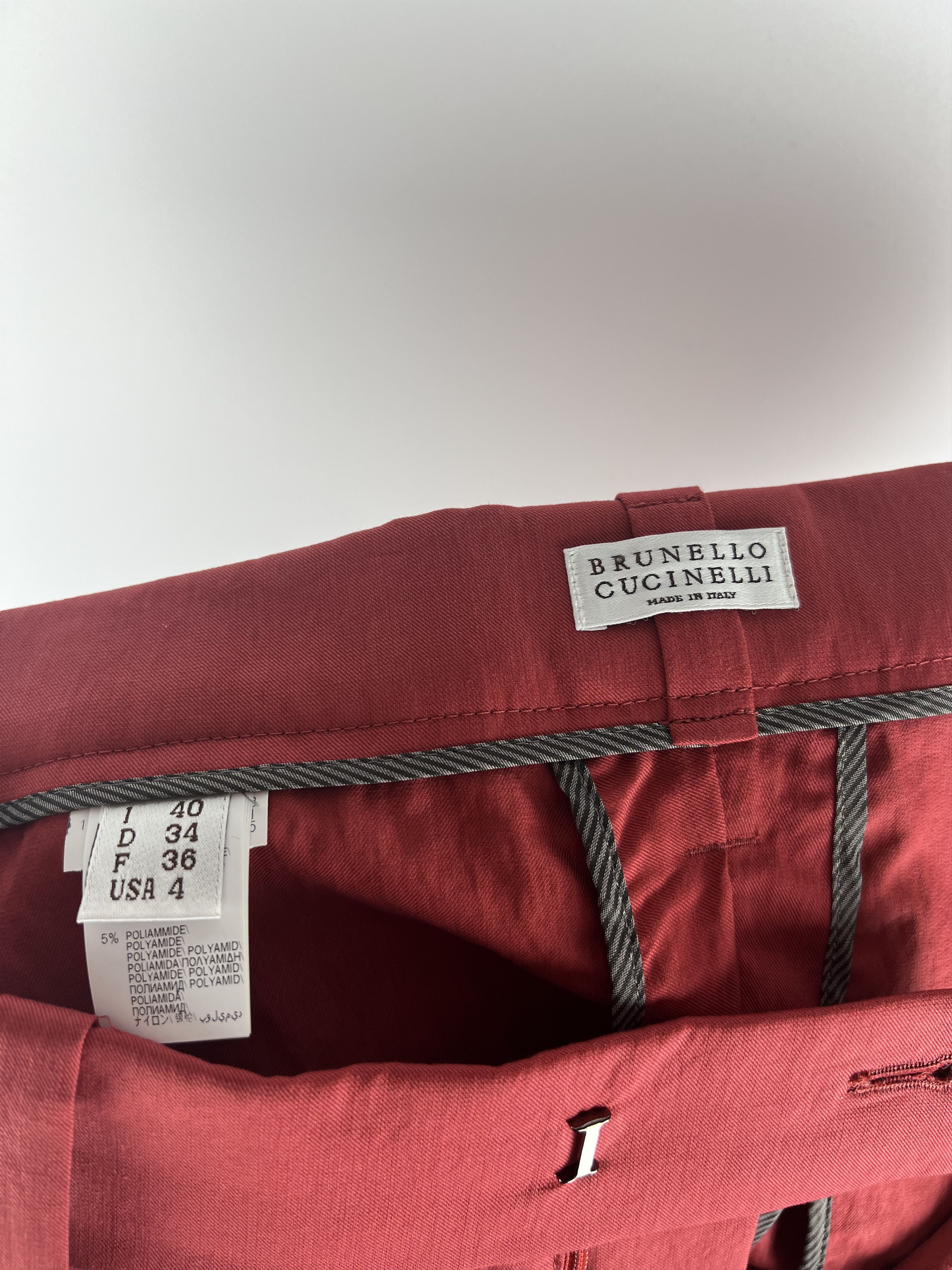 Brunello Cucinelli Brunello Cucinelli Red Cotton Cropped Pants Size IT40 Size 27" / US 4 / IT 40 - 6 Thumbnail