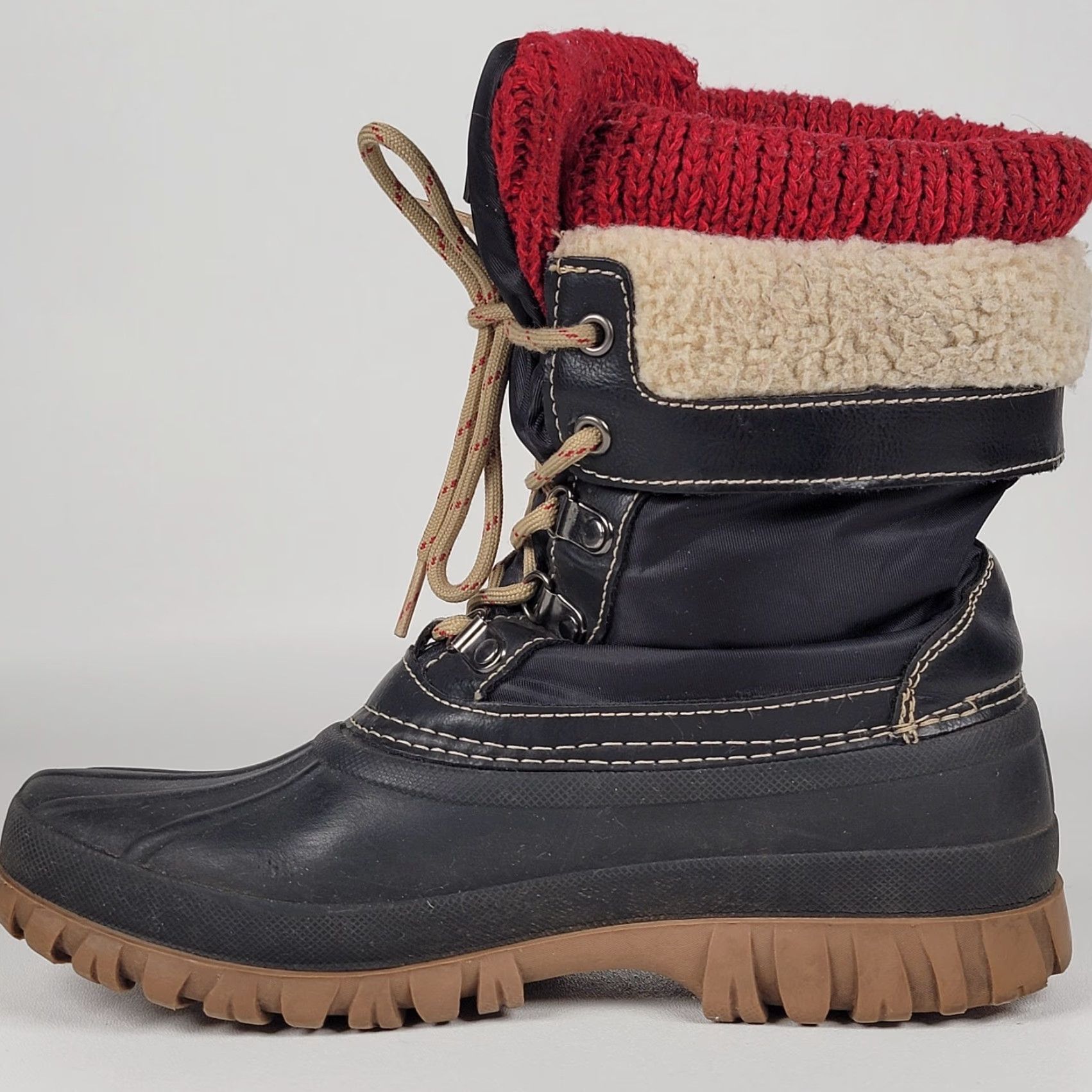 Cougar Storm Cougar Creek Boots Women's Mid-Calf Snow Boot Black Red Lined Cushioned Faux Fur 7M Size US 7 / IT 37 - 4 Thumbnail