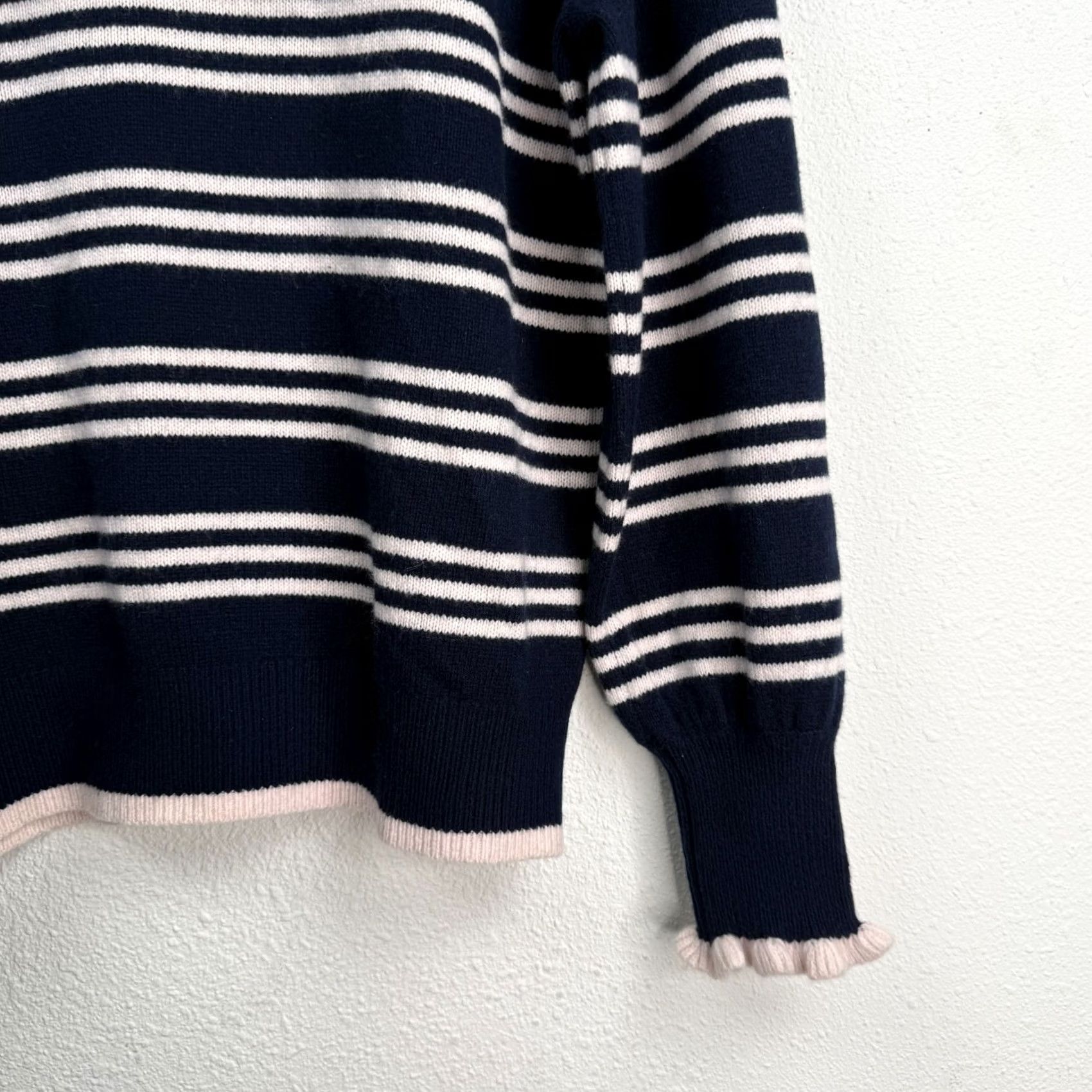 Rebecca Taylor Rebecca Taylor Women's Sweater Merino Wool Turtleneck Striped Navy Size M NWT Size M / US 6-8 / IT 42-44 - 4 Thumbnail