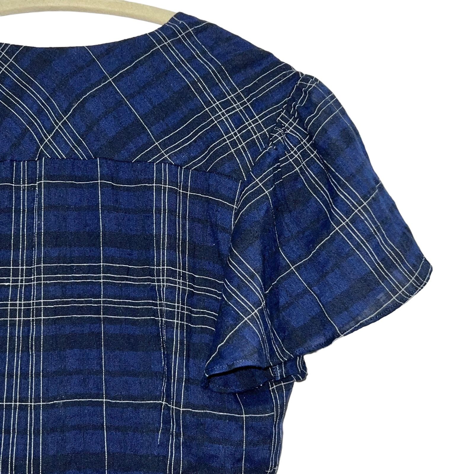 Anthropologie Anthropologie Greylin Kate Wrap Frt Navy Plaid Romper XS NWT Size 27" / US 4 / IT 40 - 9 Thumbnail