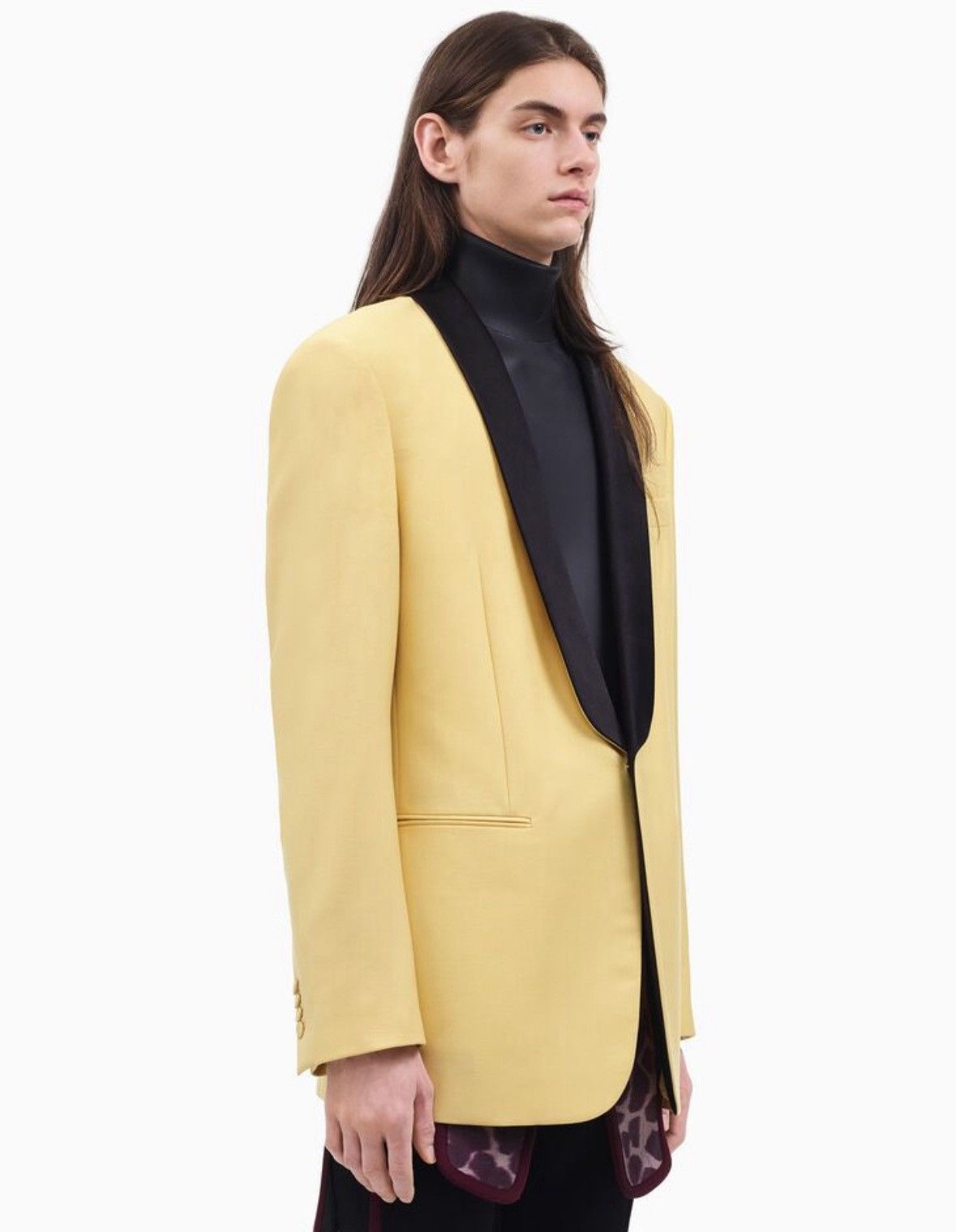 Calvin Klein 205W39NYC × Raf Simons Calvin Klein 205w39nyc Raf Simons Baby Yellow Tuxedo Jacket Size 48R - 2 Thumbnail