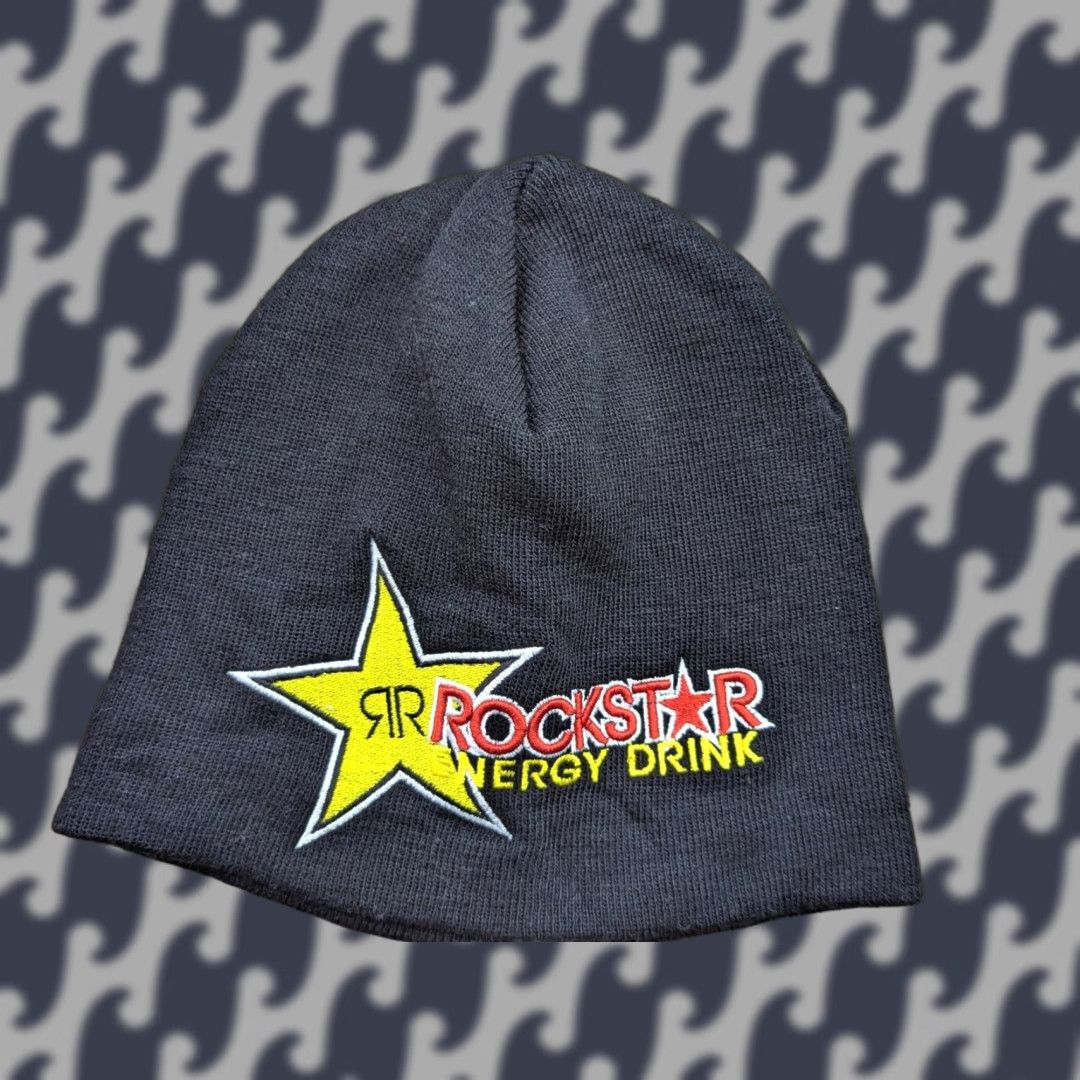 Vintage Rockstar Energy Drink Black Beanie Hat One Size Stretch Promo Hat Beanie Unbranded Unisex Adults Black Knit Acrylic Mens Womens Boys Girls Size ONE SIZE - 1 Thumbnail