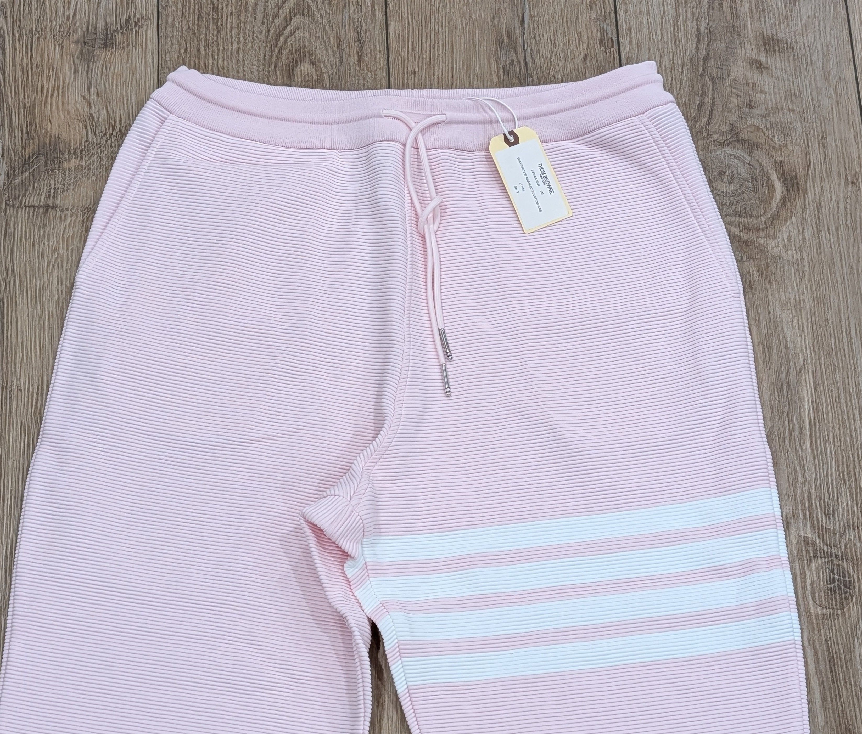 Thom Browne THOM BROWNE 4 Bar Cotton Jogger Pants Light Pink 3 - Large Size US 34 / EU 50 - 2 Thumbnail