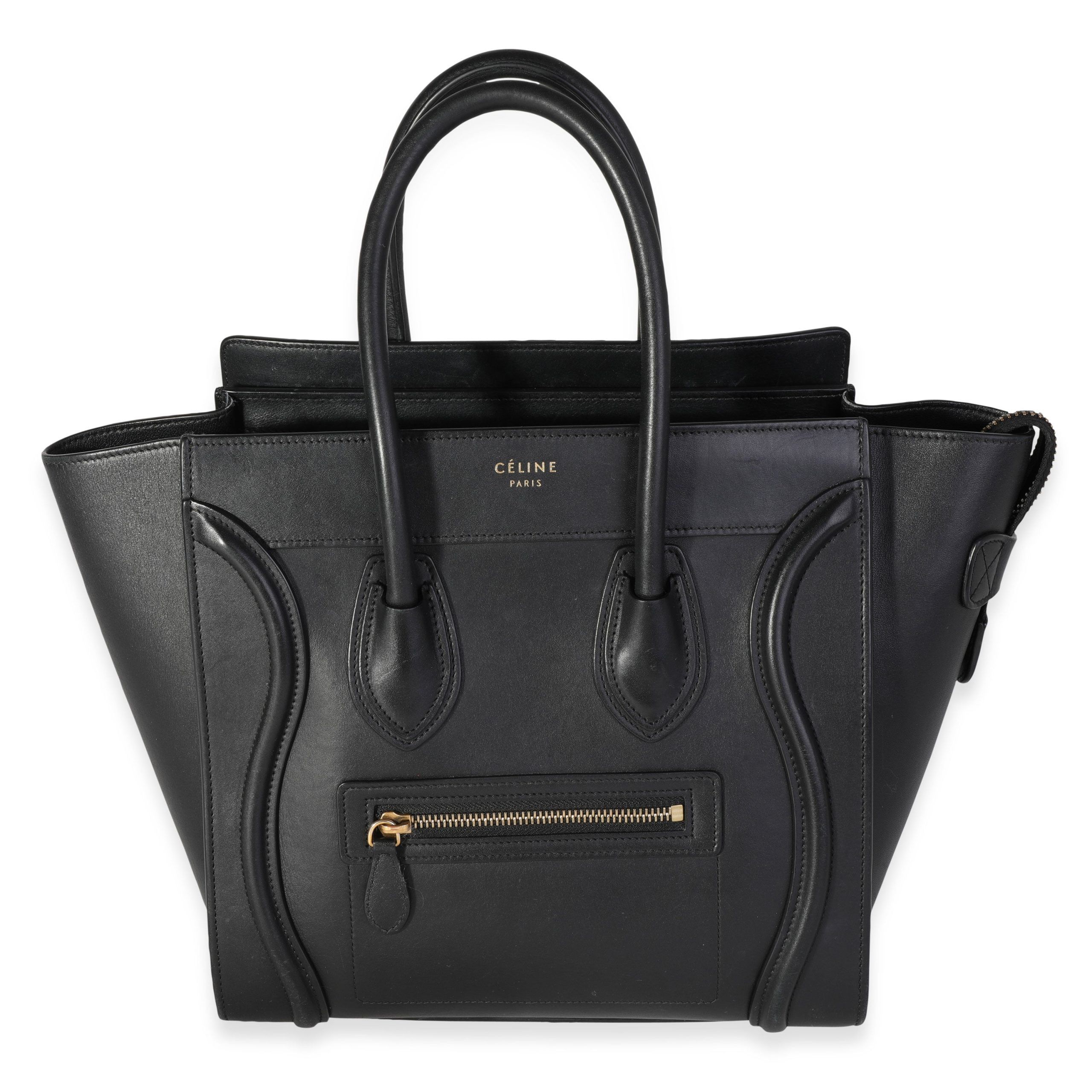 image of Celine Black Smooth Calfskin Micro Luggage Tote, Women's
