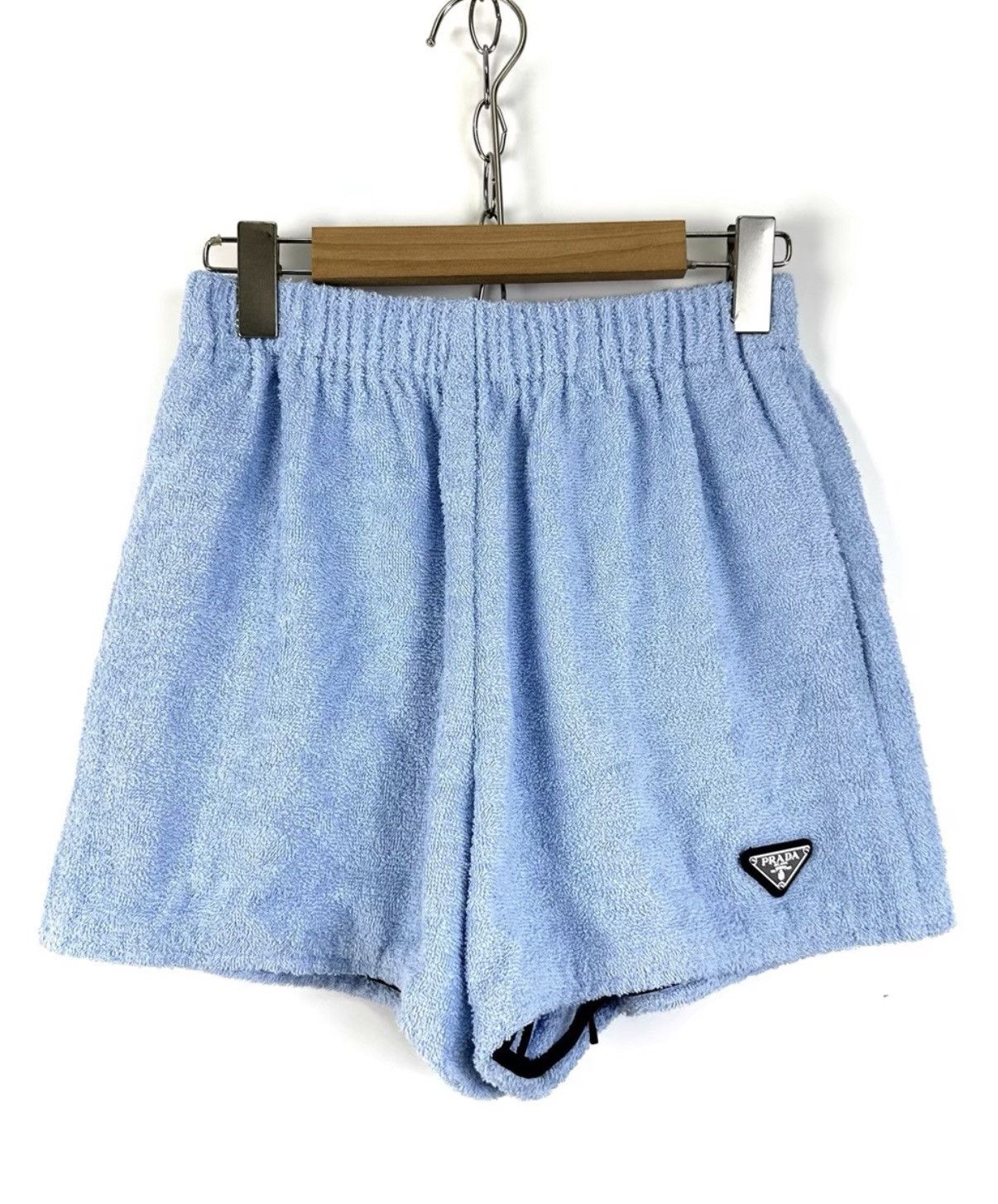 Prada Prada Blue Triangle Logo Towel Fabric Casual Shorts K12 Size 25" / US 0 / IT 36 - 1 Thumbnail