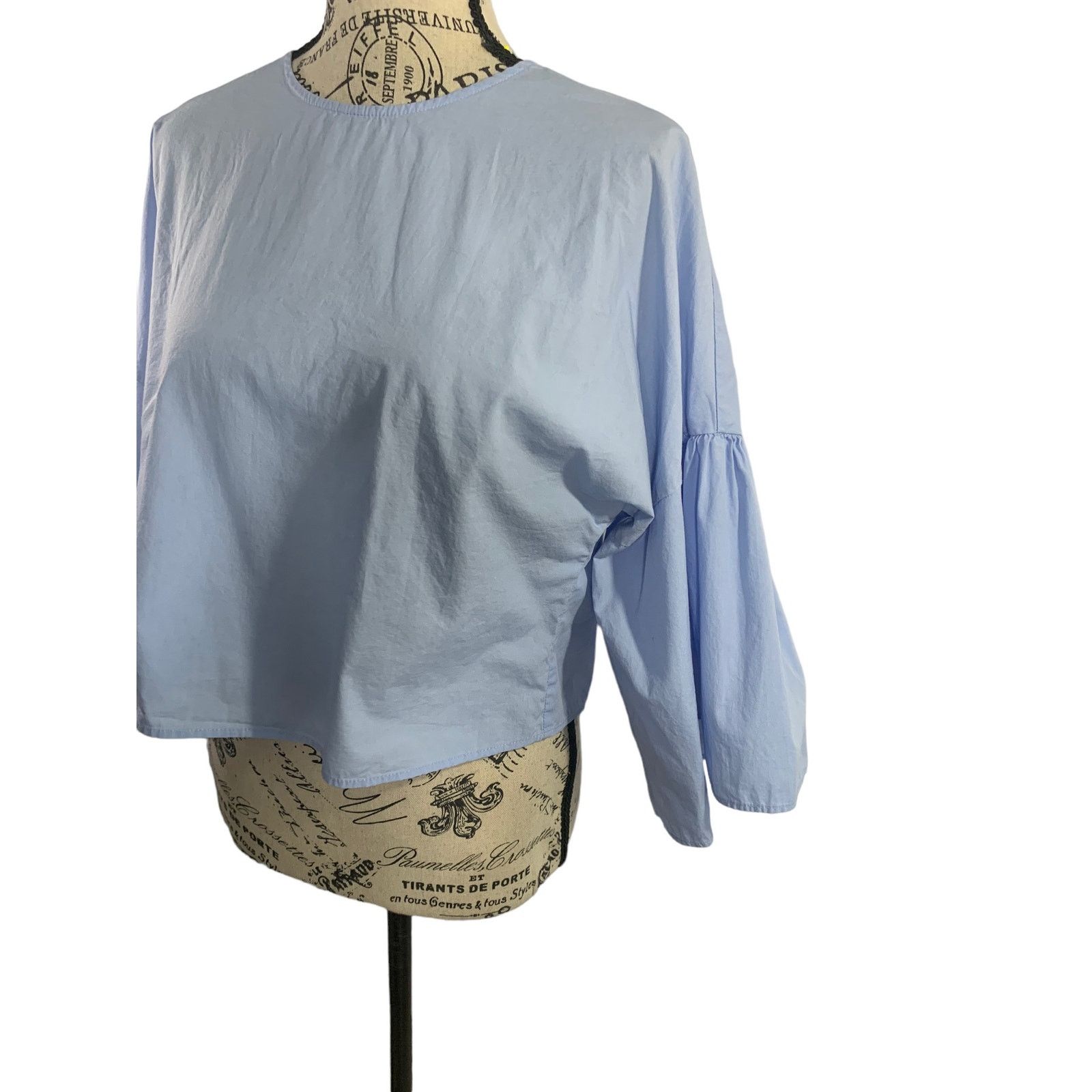 Zara Zara Cropped Blouse Bell Shape 3/4 Sleeve Cotton Women Small Size S / US 4 / IT 40 - 5 Thumbnail