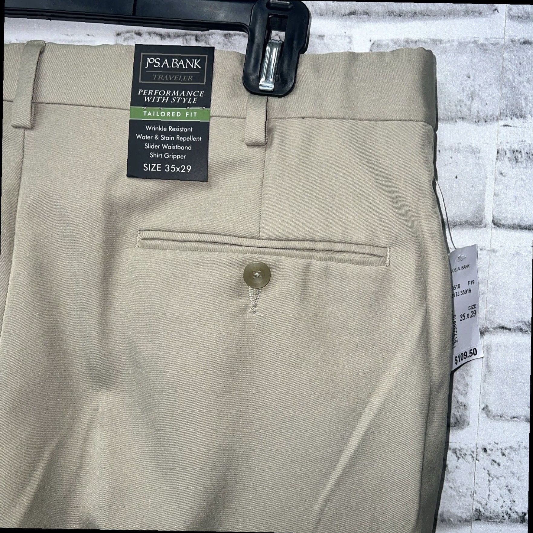 Jos. A. Bank Jos A Bank Beige Dress Pants Mens 35x29 Regular Size US 35 - 3 Thumbnail