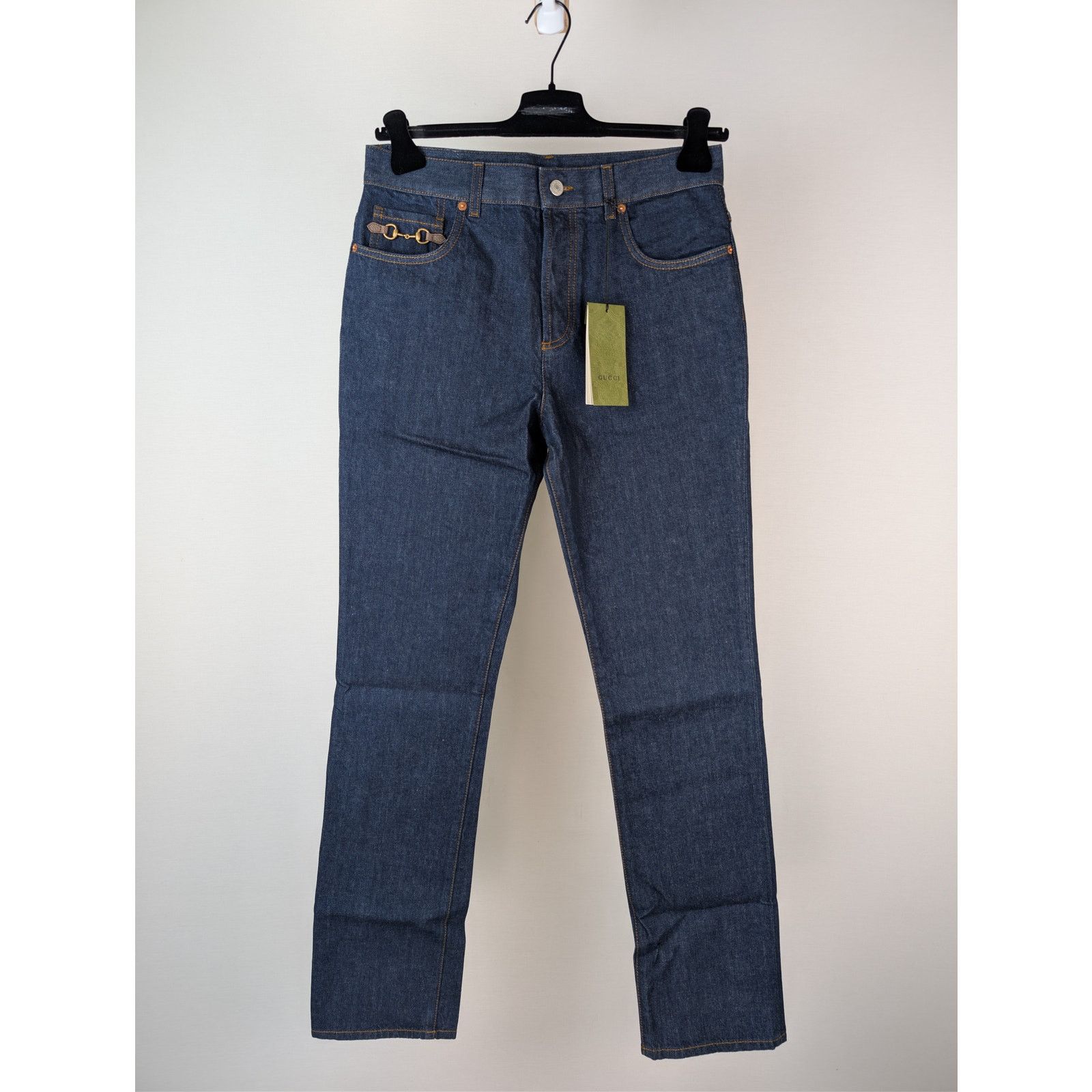 Gucci o1rshd1 Horsebit Straight-Leg Denim Pants in Indigo Blue Size US 32 / EU 48 - 2 Thumbnail
