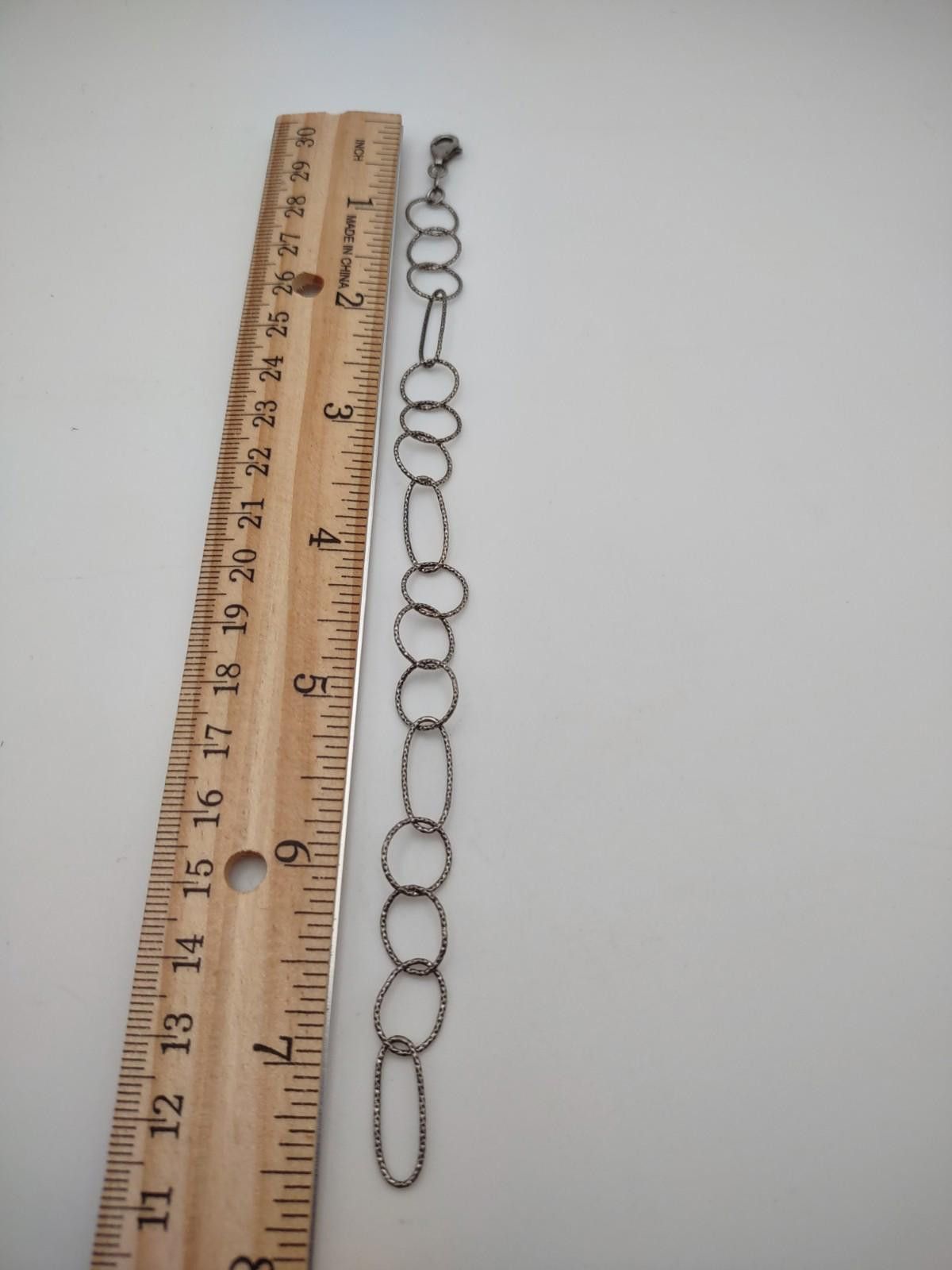 The Unbranded Brand 925 Italy Sterling Silver Textured Link Chain Bracelet Size ONE SIZE - 3 Thumbnail