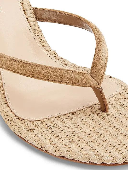 Gianvito Rossi os11x0126 Calypso 80mm Suede & Raffia Sandals in Beige Size US 7.5 / IT 37.5 - 6 Thumbnail