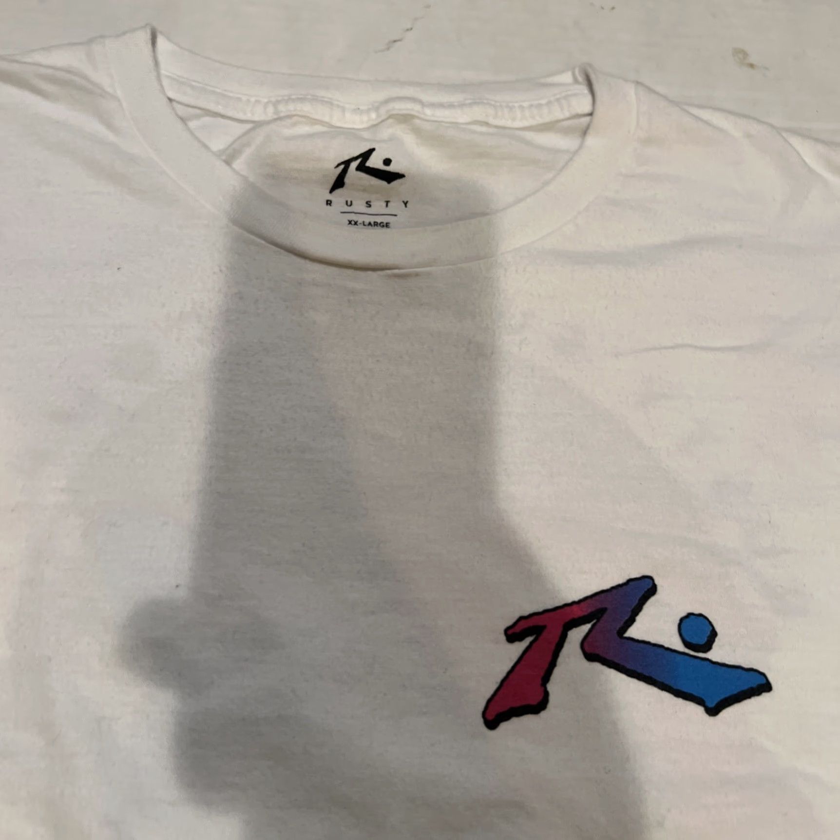 Rusty VINTAGE Rusty Shirt Surfer 2XL White Crew Neck Graphic Print Logo 80s Surfer Mens Regular Beach USA New Size US XXL / EU 58 / 5 - 3 Thumbnail