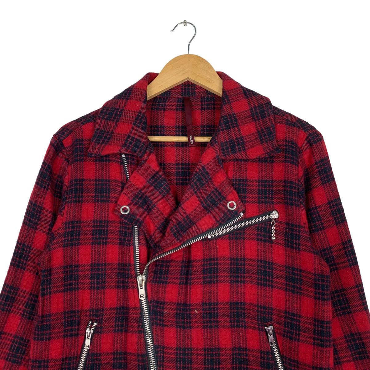Japanese Brand SM SHADU Asymmetrical Zipper Double Collar Jacket #0937-C42 Size US M / EU 48-50 / 2 - 2 Thumbnail