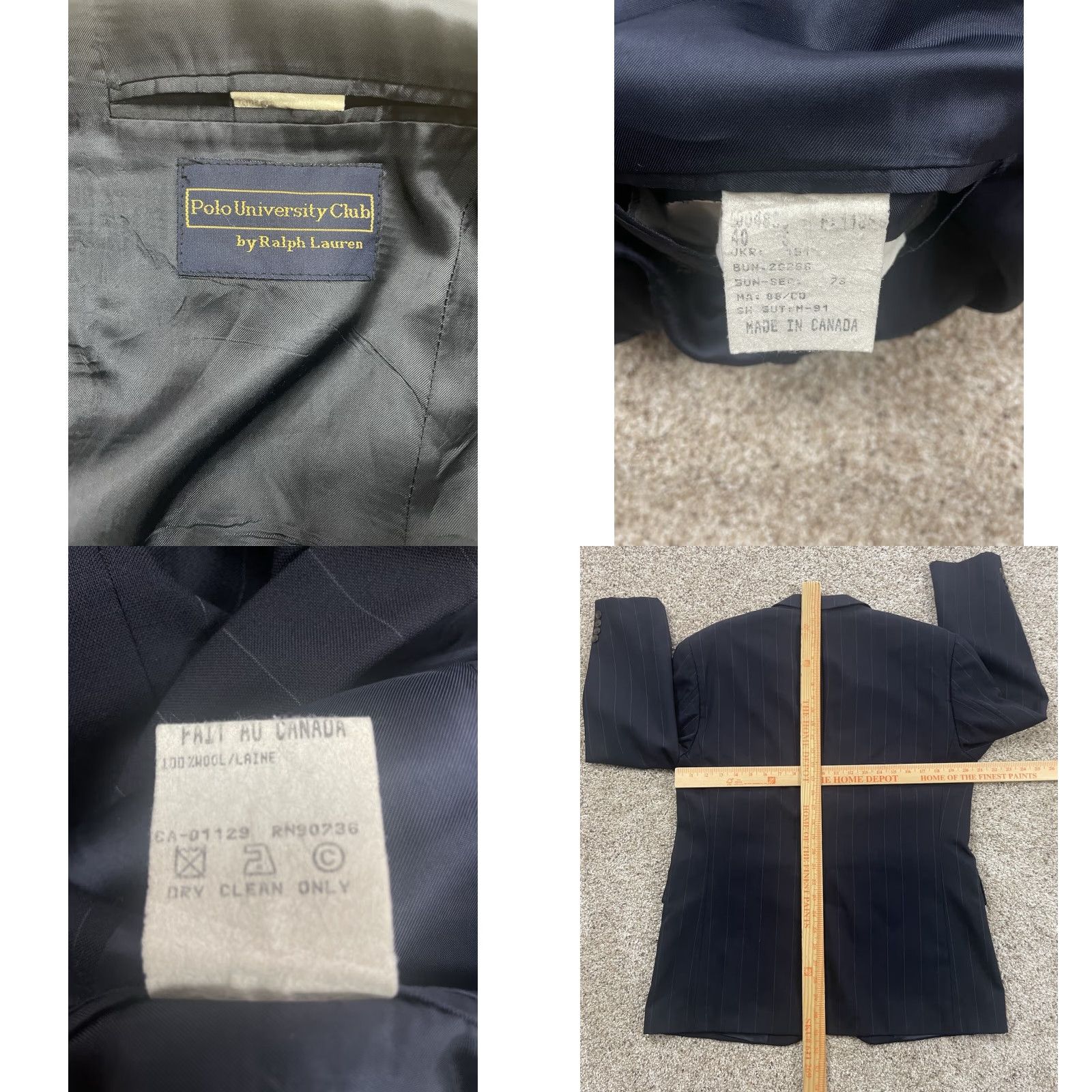 Polo Ralph Lauren VINTAGE Polo Ralph Lauren Suit Jacket 40R Mens Wool 2 Piece Black Notch Lapel 90s Canada Made Size US L / EU 52-54 / 3 - 8 Thumbnail